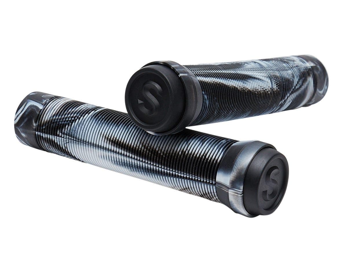 SCT USA Scooter Bar Grips with SCT USA High Rebound Rubber Bar Ends (Black/White Blend)