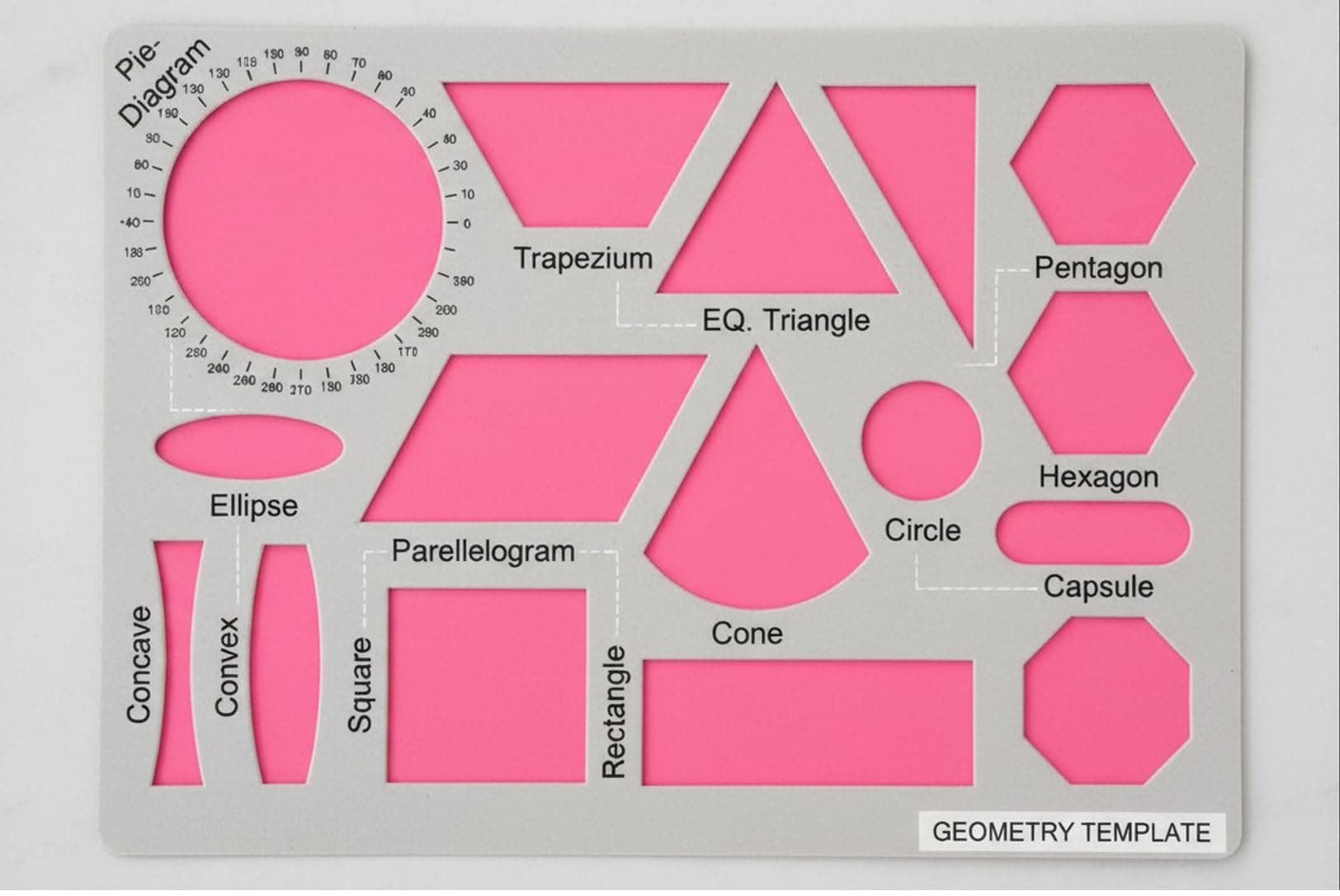 School Geometry Template Drafting Scale Stencil - 16 Different Shapes - Very Useful to Offices Architect, Engineering Students - Pack of 1 pcs