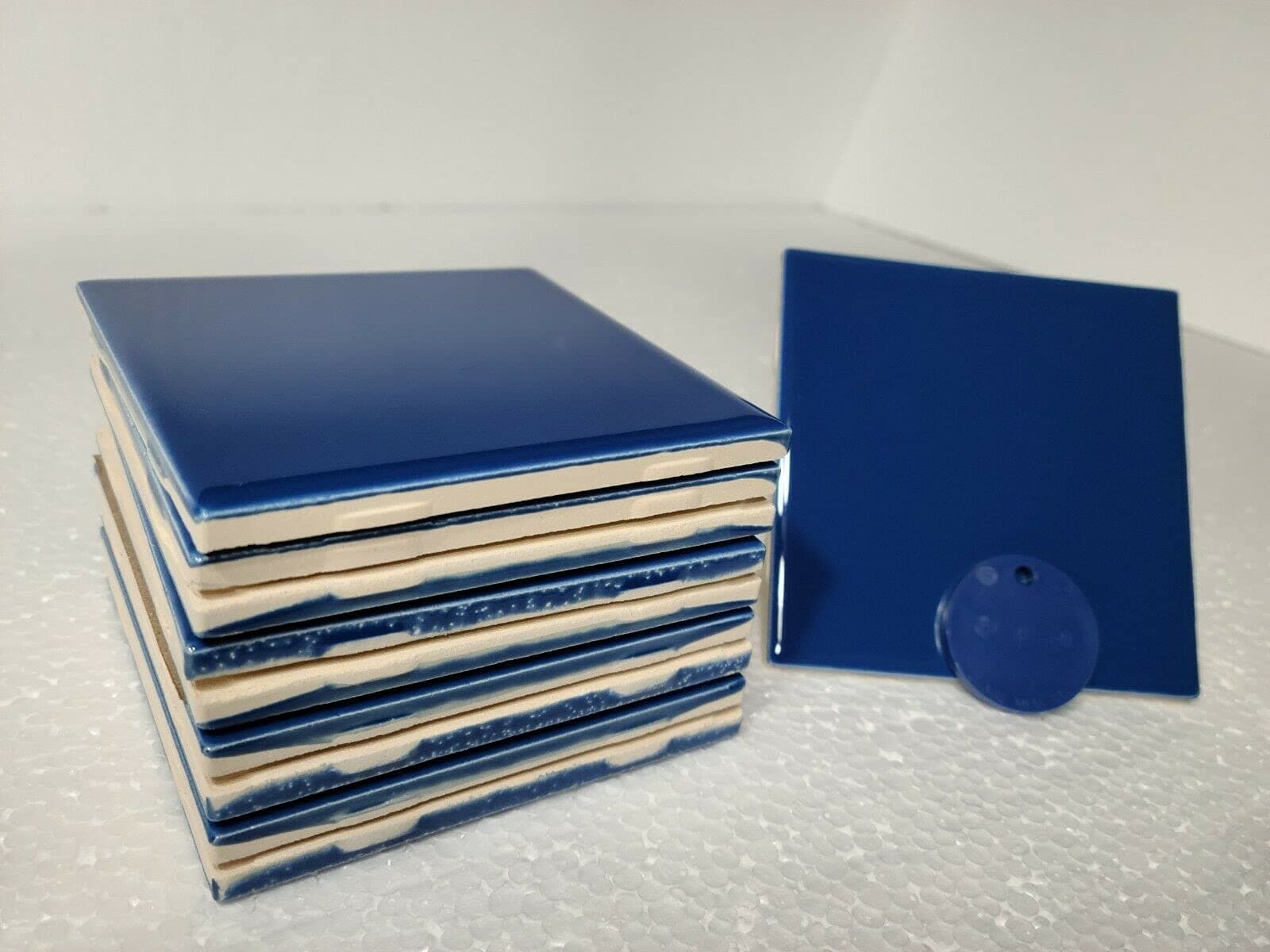 Daltile Colonial Blue 4 in Ceramic Tile 4.25 inch 4x4 Subway Squares Classic Color 364 Shower Bathroom Kitchen Backsplash Box 10pc