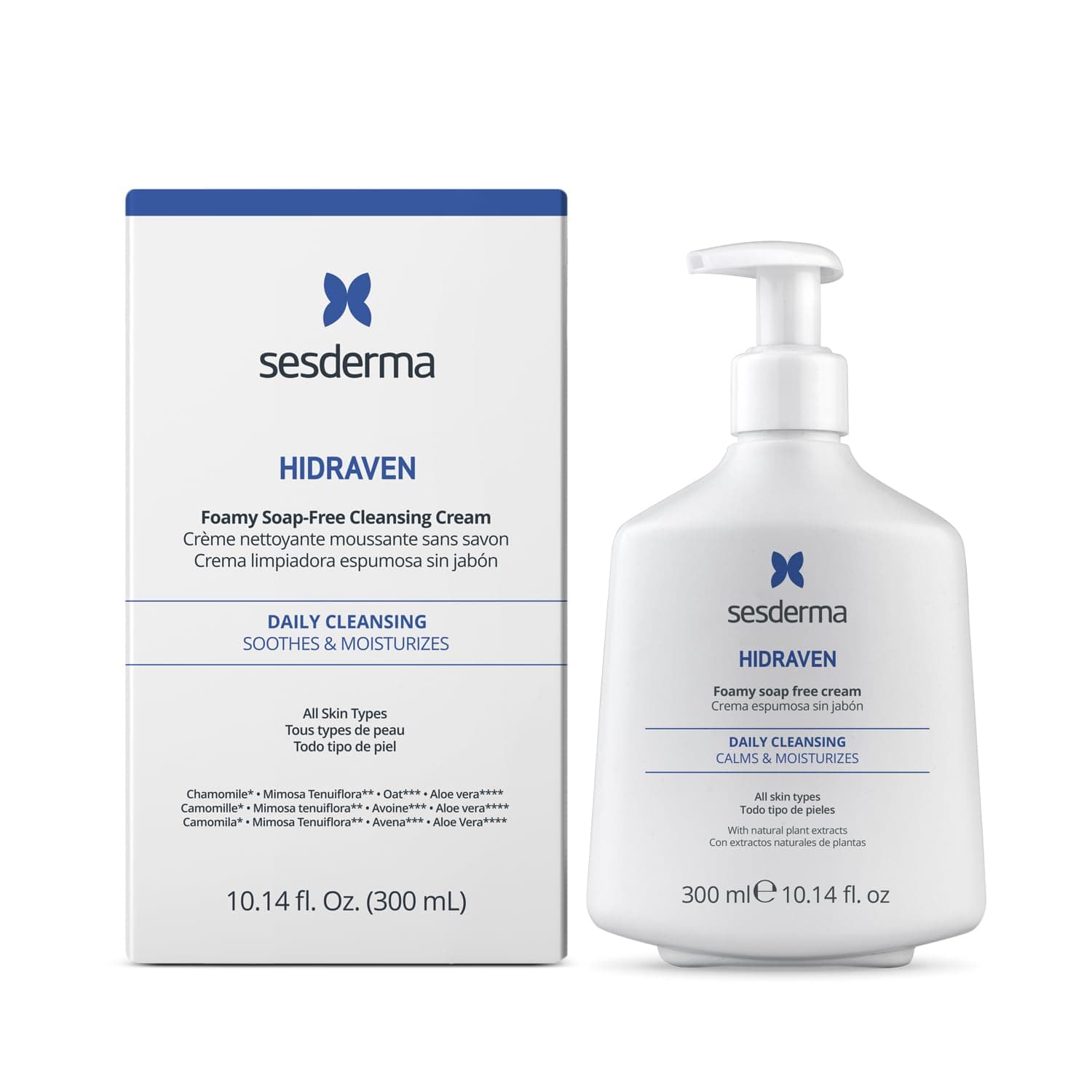 - HIDRAVEN Foamy Soap-Free Cream, Gentle Cleanser for Delicate Skin with Natural Plant Extracts, 10.2 fl oz