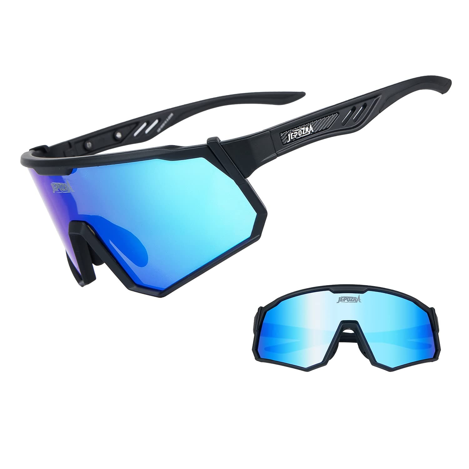 JEPOZRA Polarized Cycling Glasses with 3 Interchangeable Lenses,Riding Glasses Baseball Running Ski Sports Sunglasses
