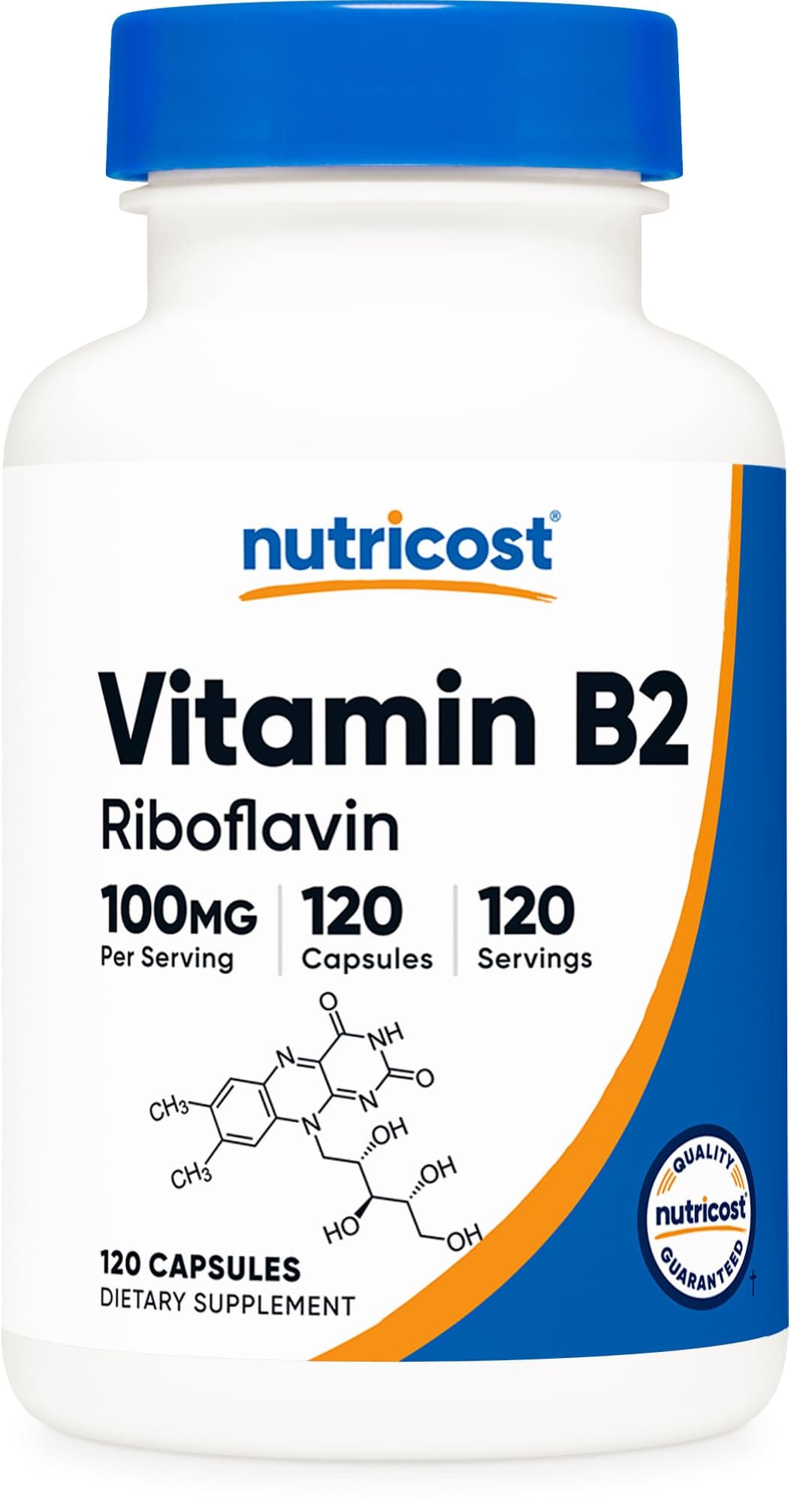 Vitamin B2 (Riboflavin) 100mg, 120 Capsules - Gluten Free and Non-GMO
