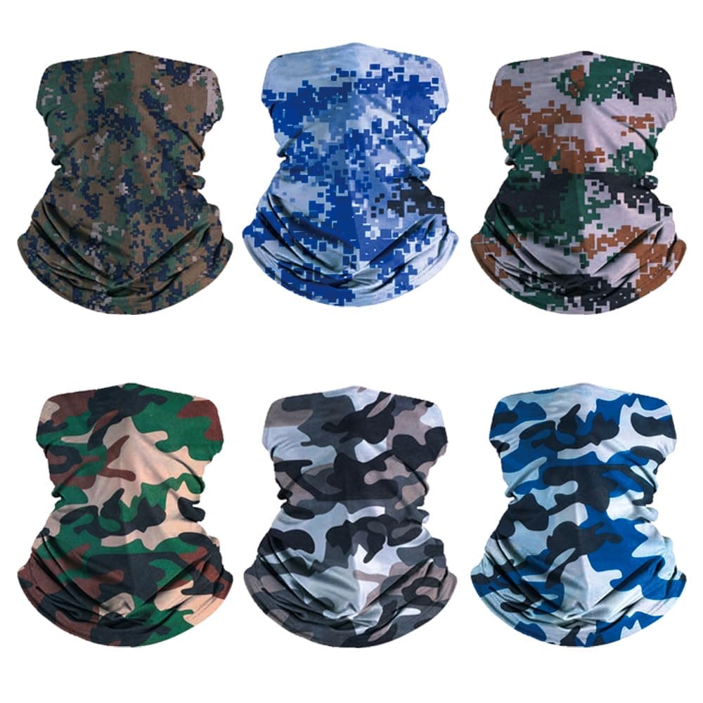 6-Pack Balaclava Face Mask for Men & Women - UV Protection Neck Gaiter, Multi-Use Cycling Mask & Breathable Headband