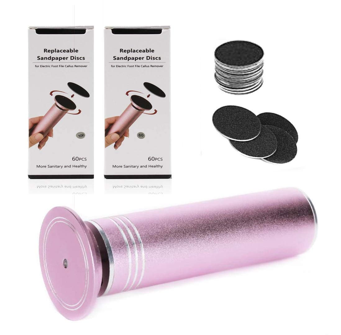 Powerful Electric Foot Callus Remover Machine (Speed Adjustable) with 120pcs Replacement Sandpaper Disk,Professional Electronic Foot File Pedicure Tool for Women Men Dry Dead Cracked Skin Callous pink
