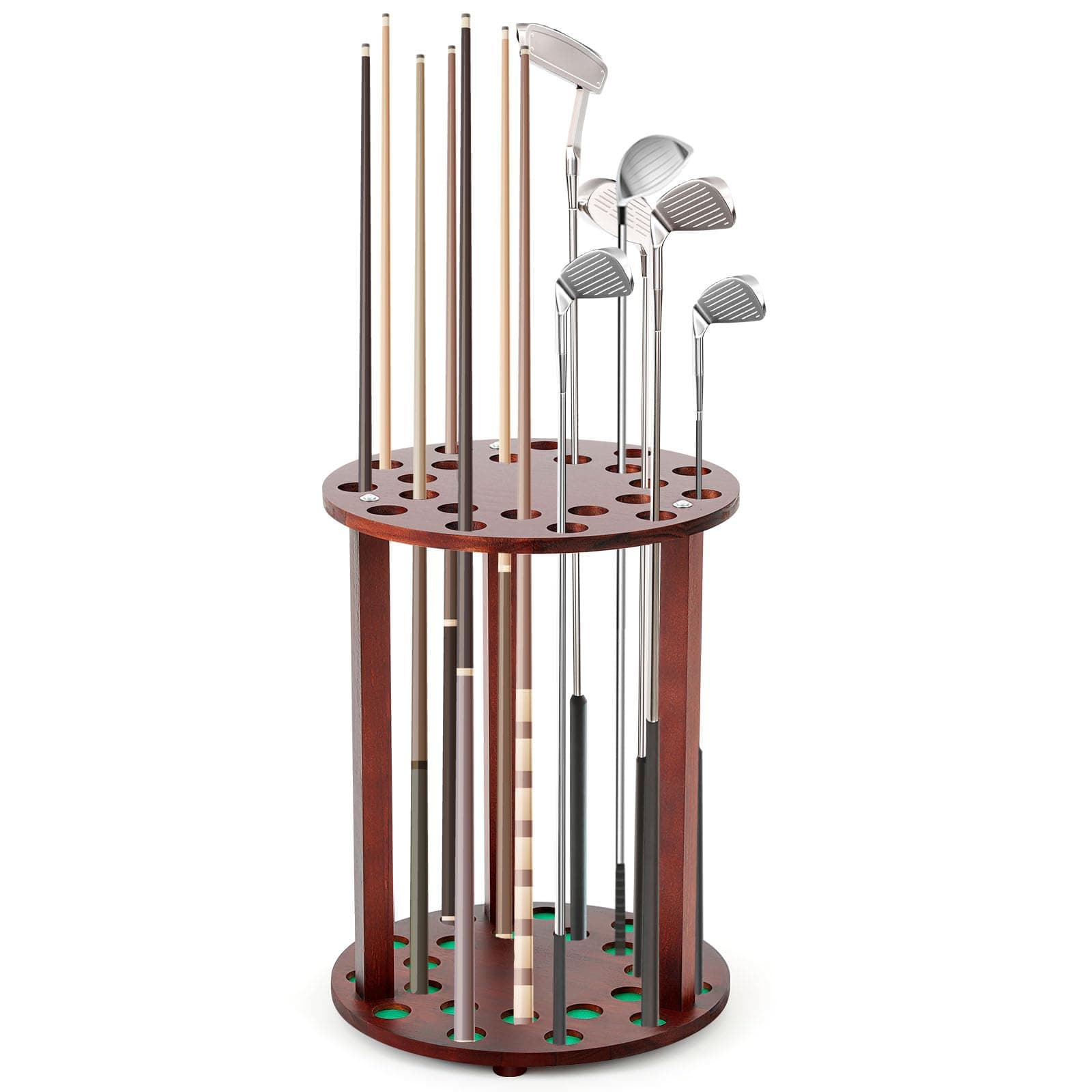 Wooden Golf Club Display Rack Pool Stick Holder Putter Stand for 22 Multiple Golf Club Organizer for Home Office