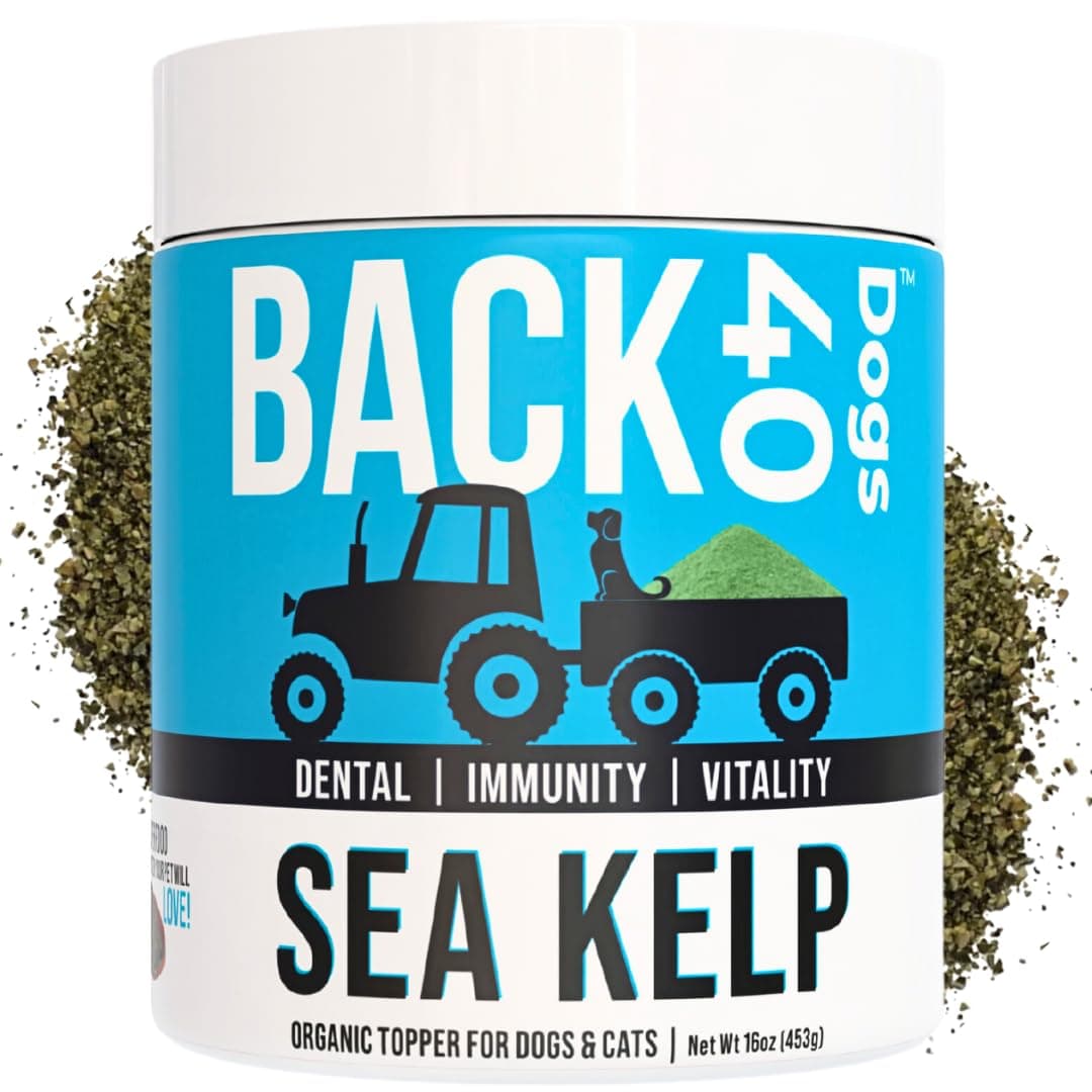 Organic Kelp Powder for Dogs, Dried Sea Kelp Supplement for Thyroid Function, Dental Health, Immune Support, Digestion, Skin & Coat - Iodine Rich - Multivitamin for Cats & Dogs - Made in USA