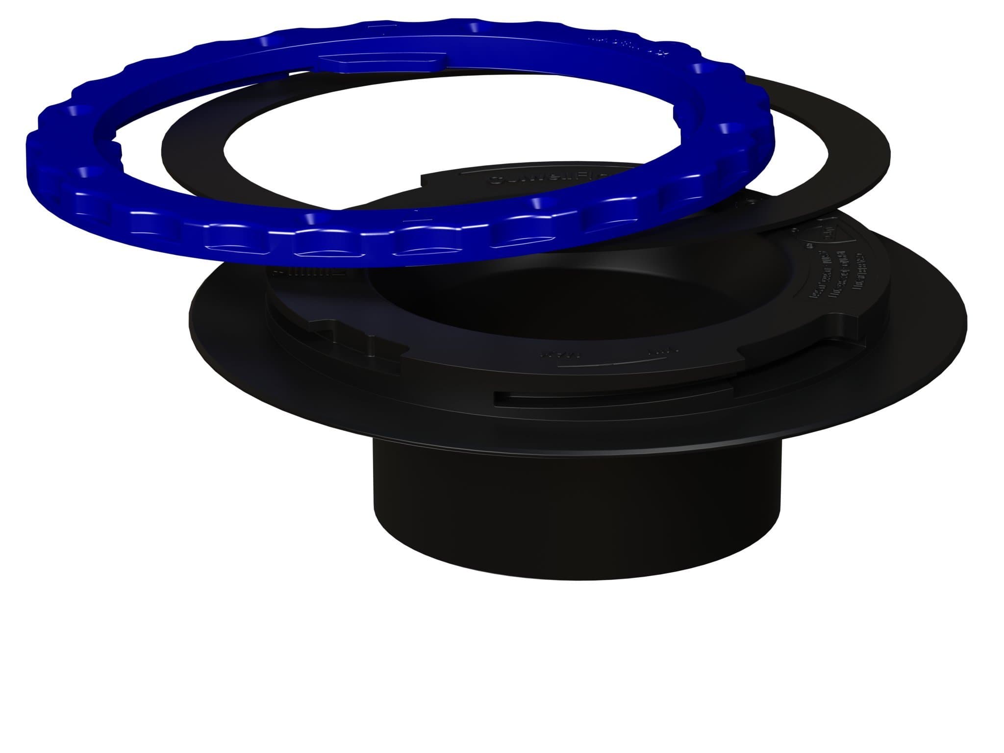 Culwell A3 Premium Property Saving Toilet Flange with ABS Surface Seal Glue-in and Black/Blue Ring, 3-Inch
