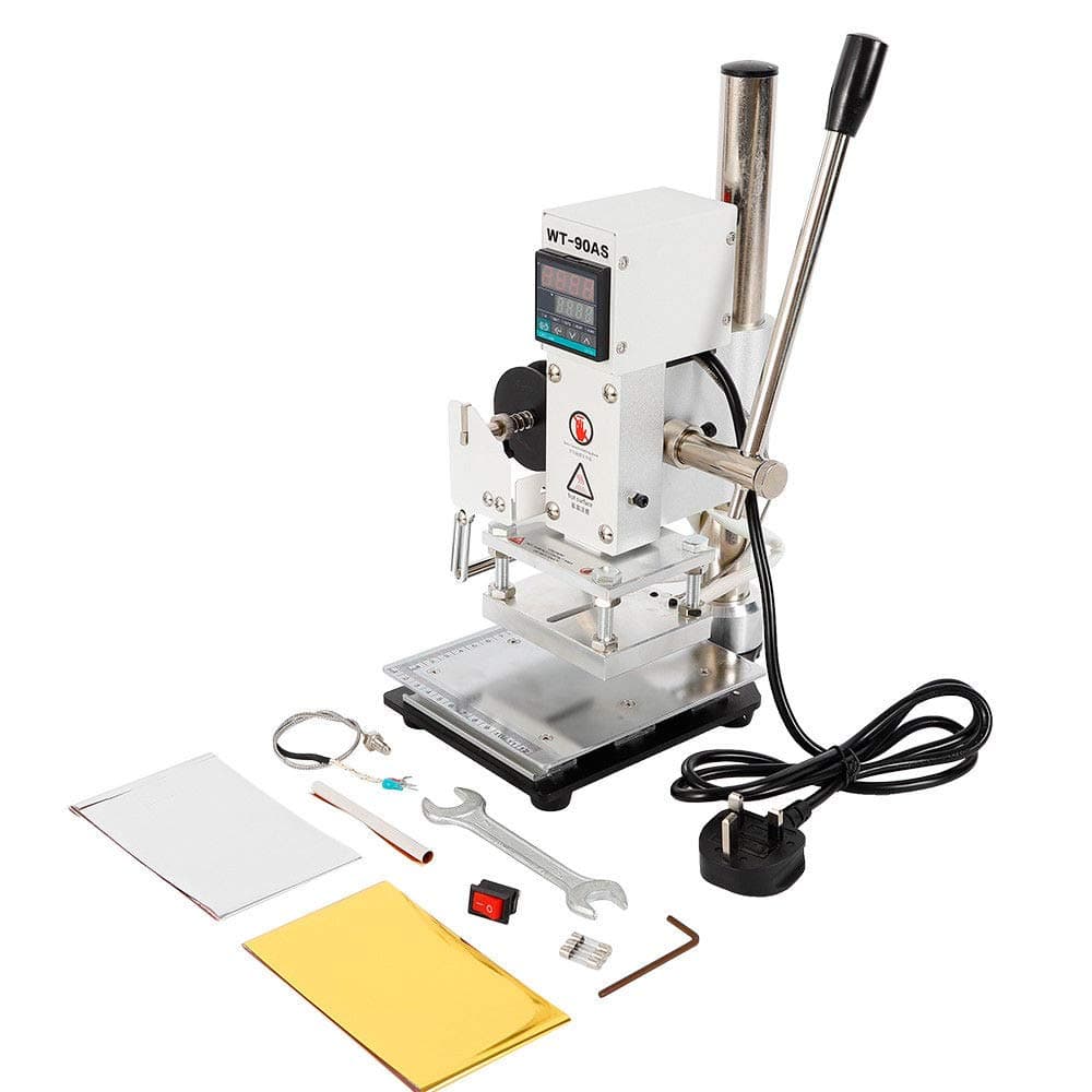 PRIT2016 1PC Manual Digital Hot Foil Stamping Marking Logo Embossing Machine PVC Card Leather Bronzing Printer Temperature Control with Foil Holder Tipper Stamper 8 * 8 * 10cm 300W