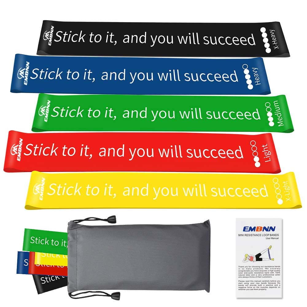 EMBNN Resistance Loop Exercise Bands, Premium-Quality Workout Bands Include eBook, Manual, Set of 3 & 5
