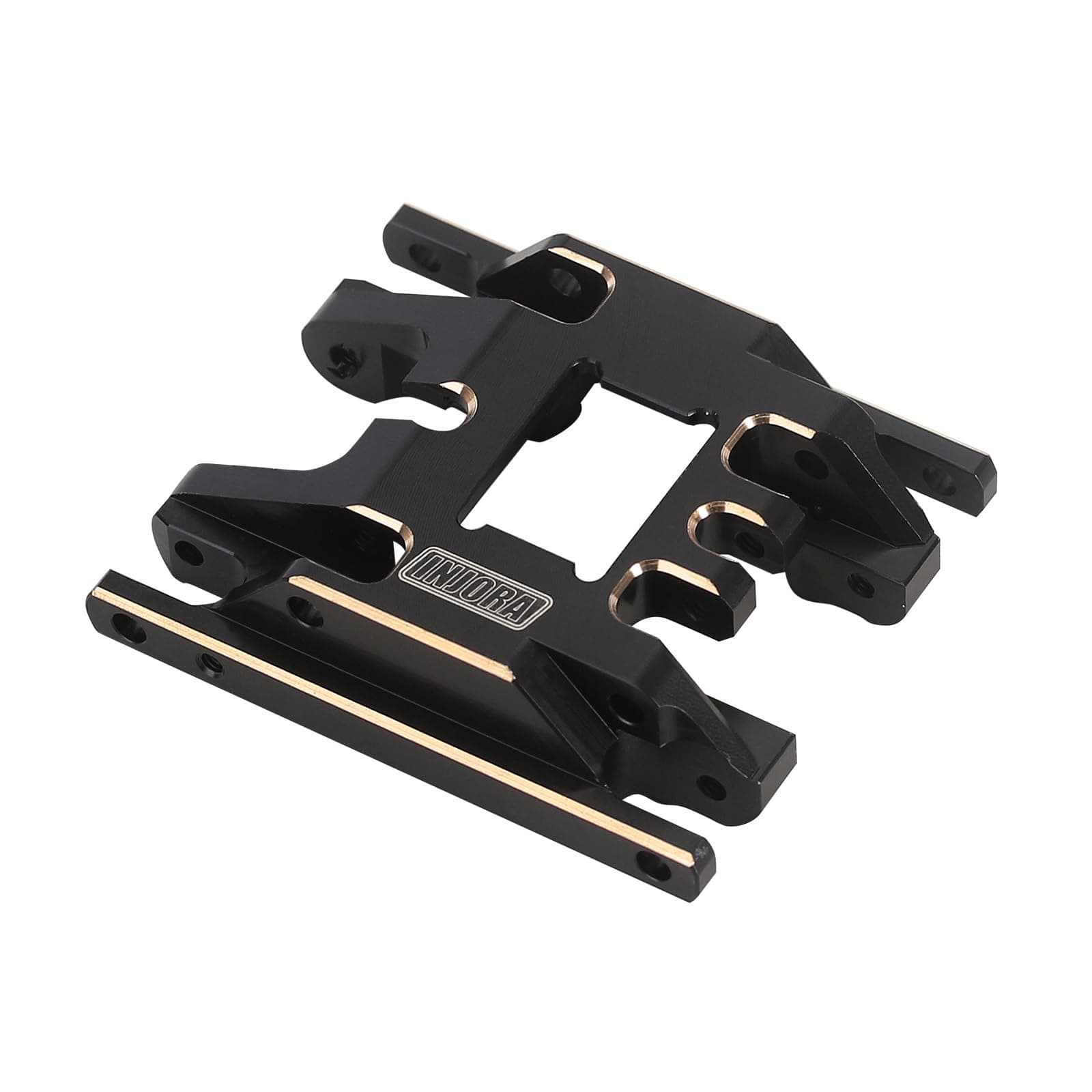 INJORA Black Coating Brass Skid Plate Transmission Mount for 1/18 RC Crawler TRX4M Upgrade, 53g