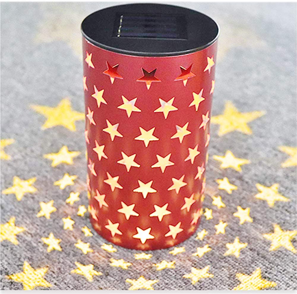 LED Solar Lantern Lamp Metal Pentagram IP44 Waterproof Outdoor Garden Yard Decor Lamps