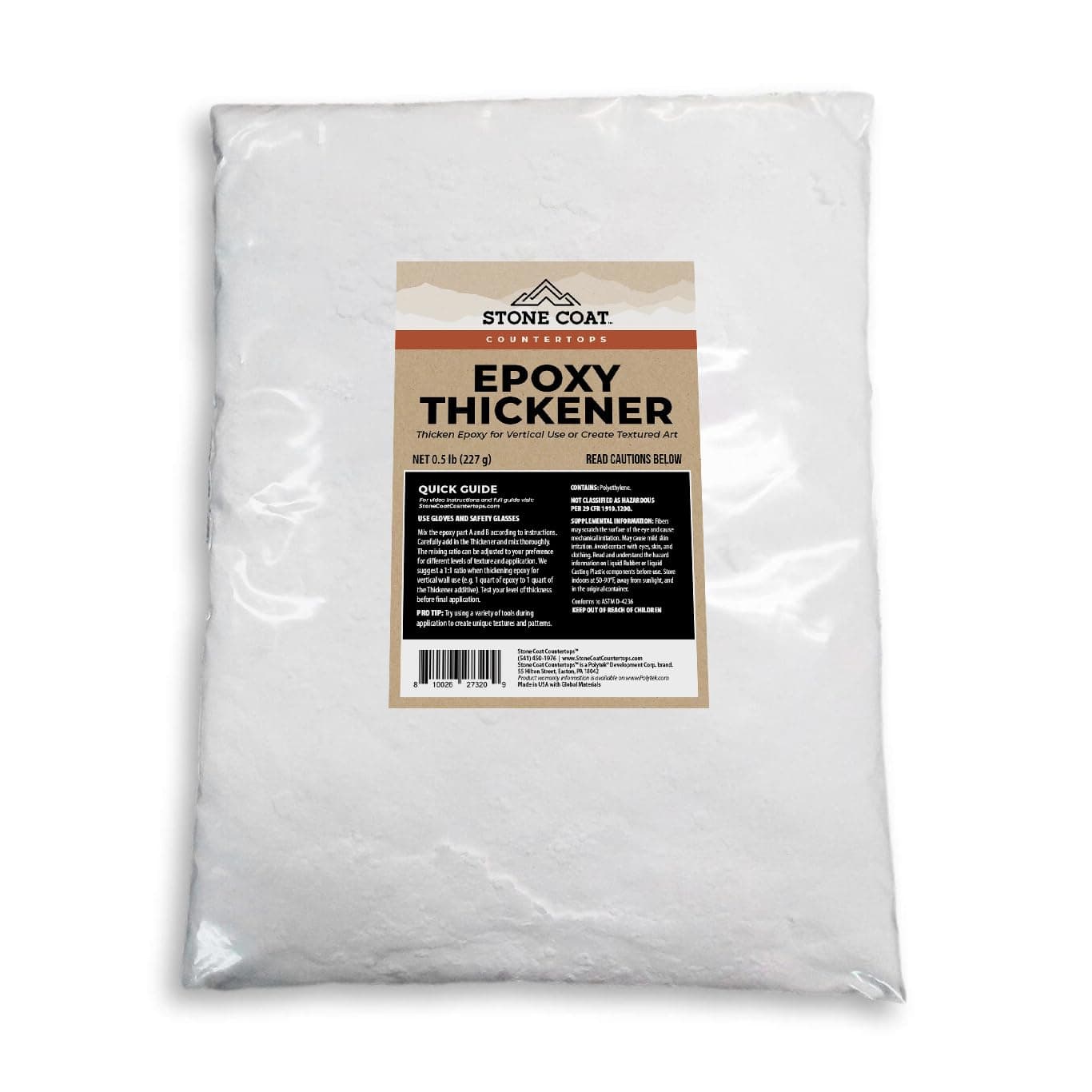 Stone Coat Countertops Epoxy Thickener (0.5 lb) Thickening Agent for Vertical, Sloped, and 3D Epoxy Projects, Boosts Bond Strength for MDF, Plywood, and Seaming, Non-Hazardous and Made in the USA