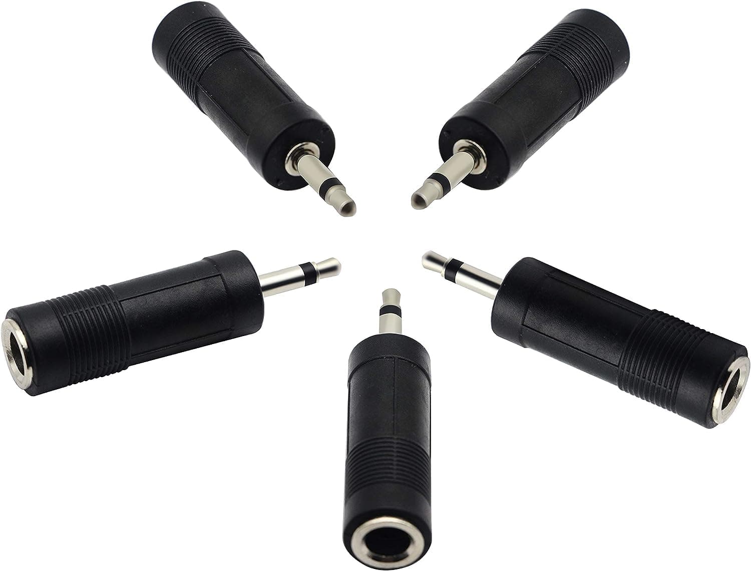 3.5mm to 6.35mm Adapter 3.5mm Mono 1/8 inch Audio Male to 6.35mm 1/4 inch Female Mic Plug Adapter Jack Converter(5 Packs)
