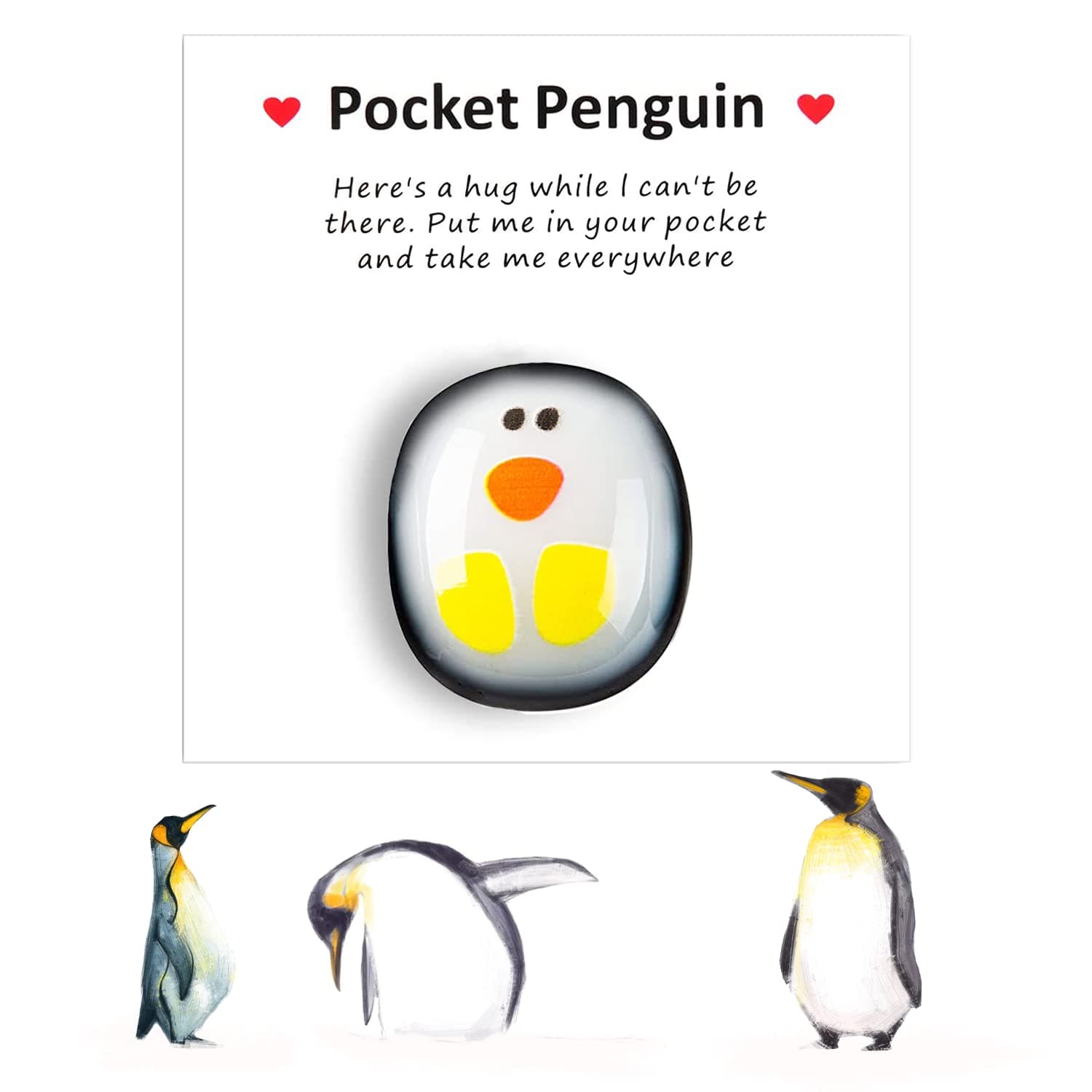 OFSLWJ A Little Pocket Penguin Hug Mini Cute Little Pocket Penguin Animal Decoration Comes with an Encouraging Text Card A Warm Gift for Family, Friends and Loved Ones