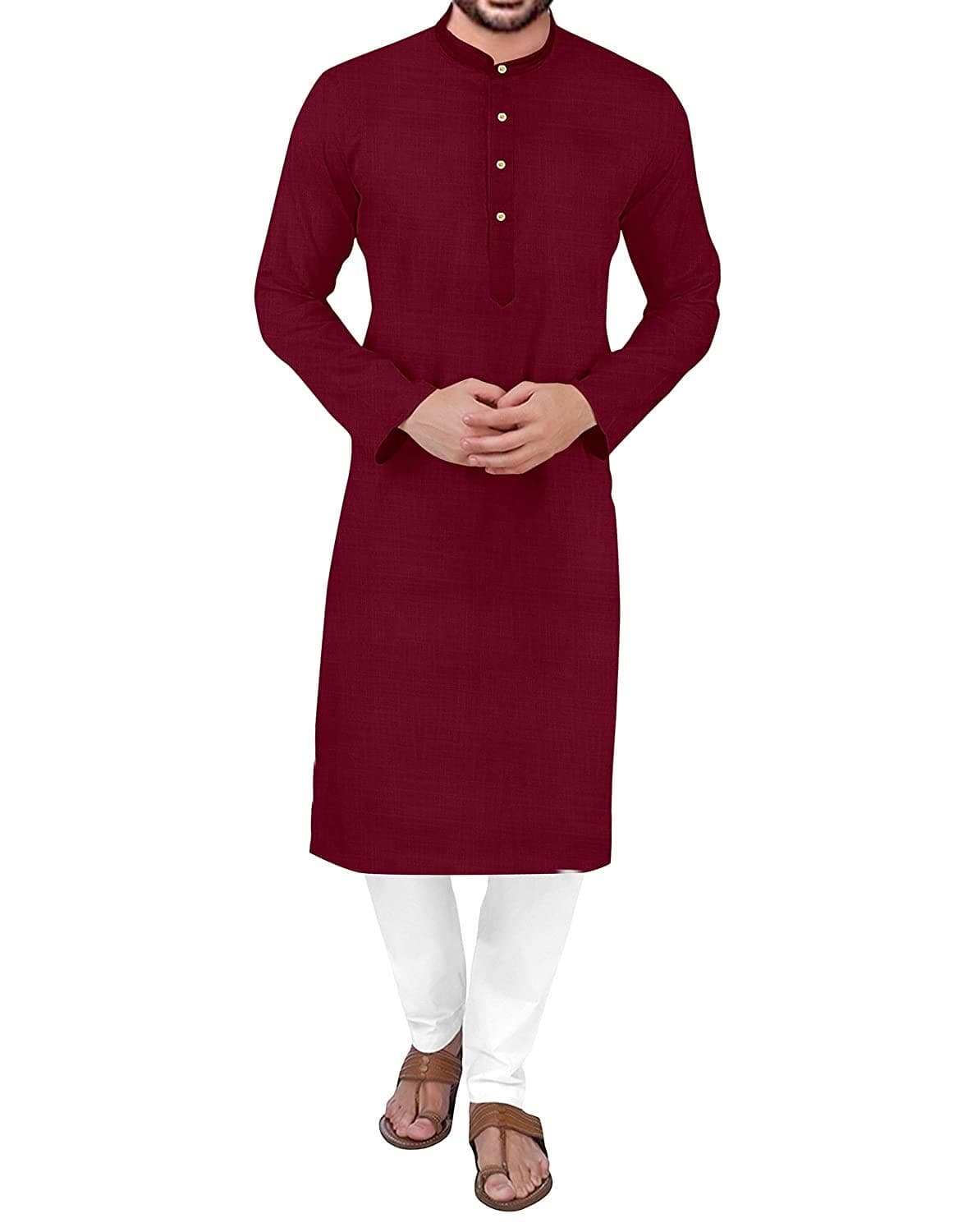 KSH TRENDZ Men's Cotton Kurta Pyjama Set (PLN SET_Maroon_XL)