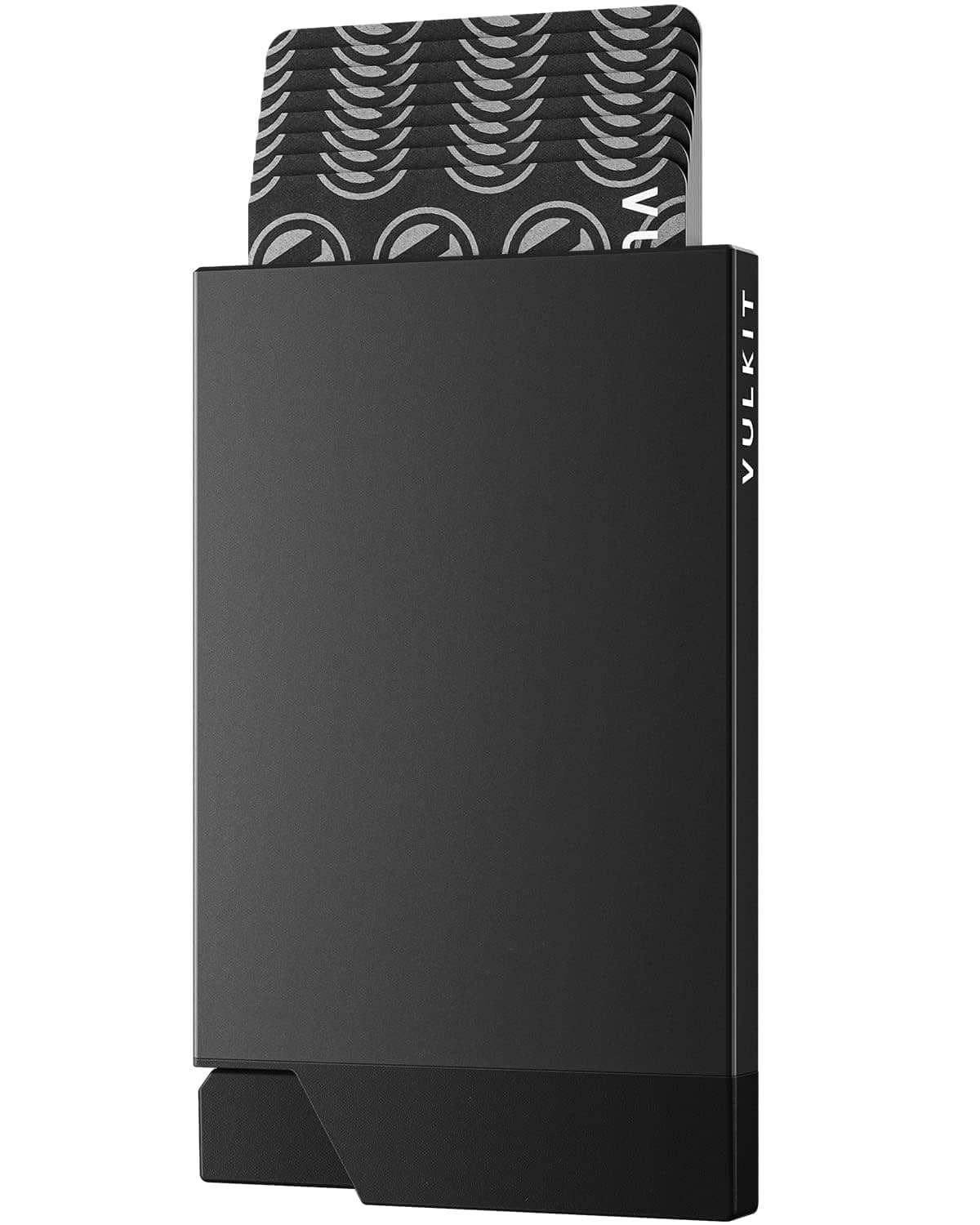 VULKIT Pop up Credit Card Holder Minimalist Metal Business Card Case RFID Blocking Front Pocket Wallet for Men or Women(Black)