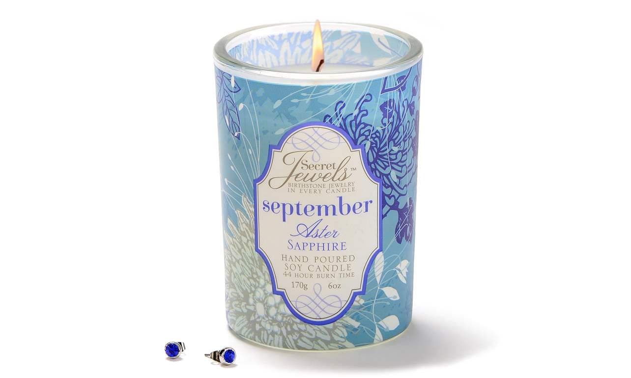 September Birthstone 6 Oz. Candle Jar, Aster Scent, Sapphire
