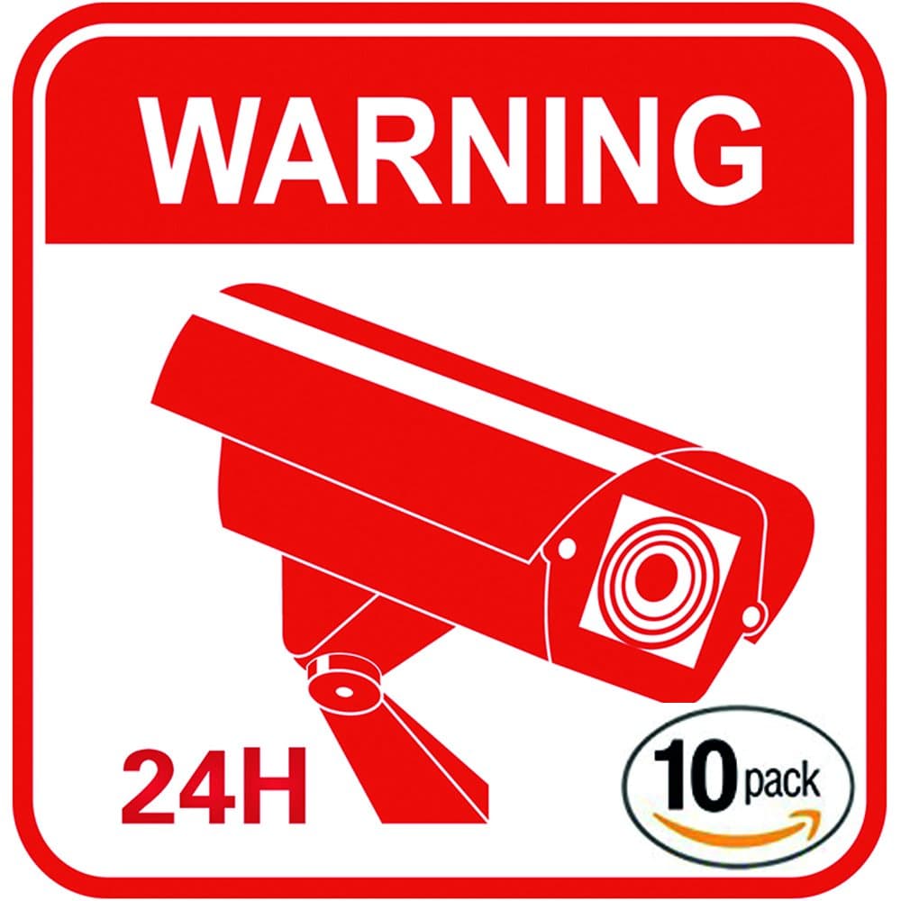 Video Surveillance Warning Stickers – [Pack of 10] Security Camera Decals – CCTV Vinyl & Weatherproof Signs for Burglary & Theft Prevention – No Trespassing, 24 Hour Alarm, 4 x 4 Inches