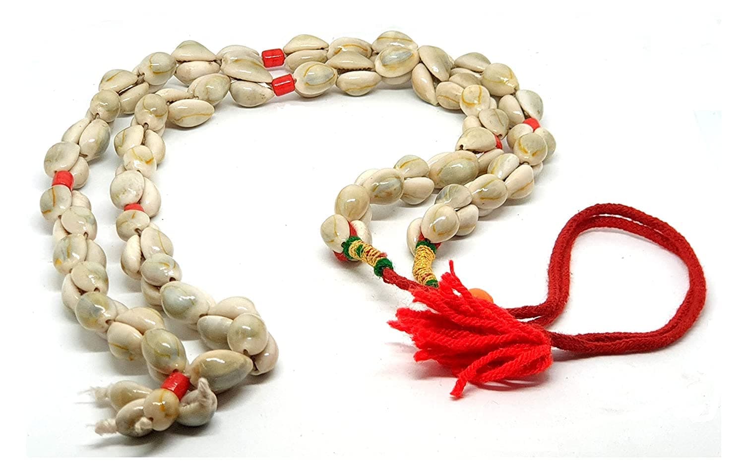 pmw - Yellow Cowry Mala - 52 Kaudis In One Mala For Pooja - Kauri – Kowri – Cowry – Kaudi – Cowrie - Pack Of 1
