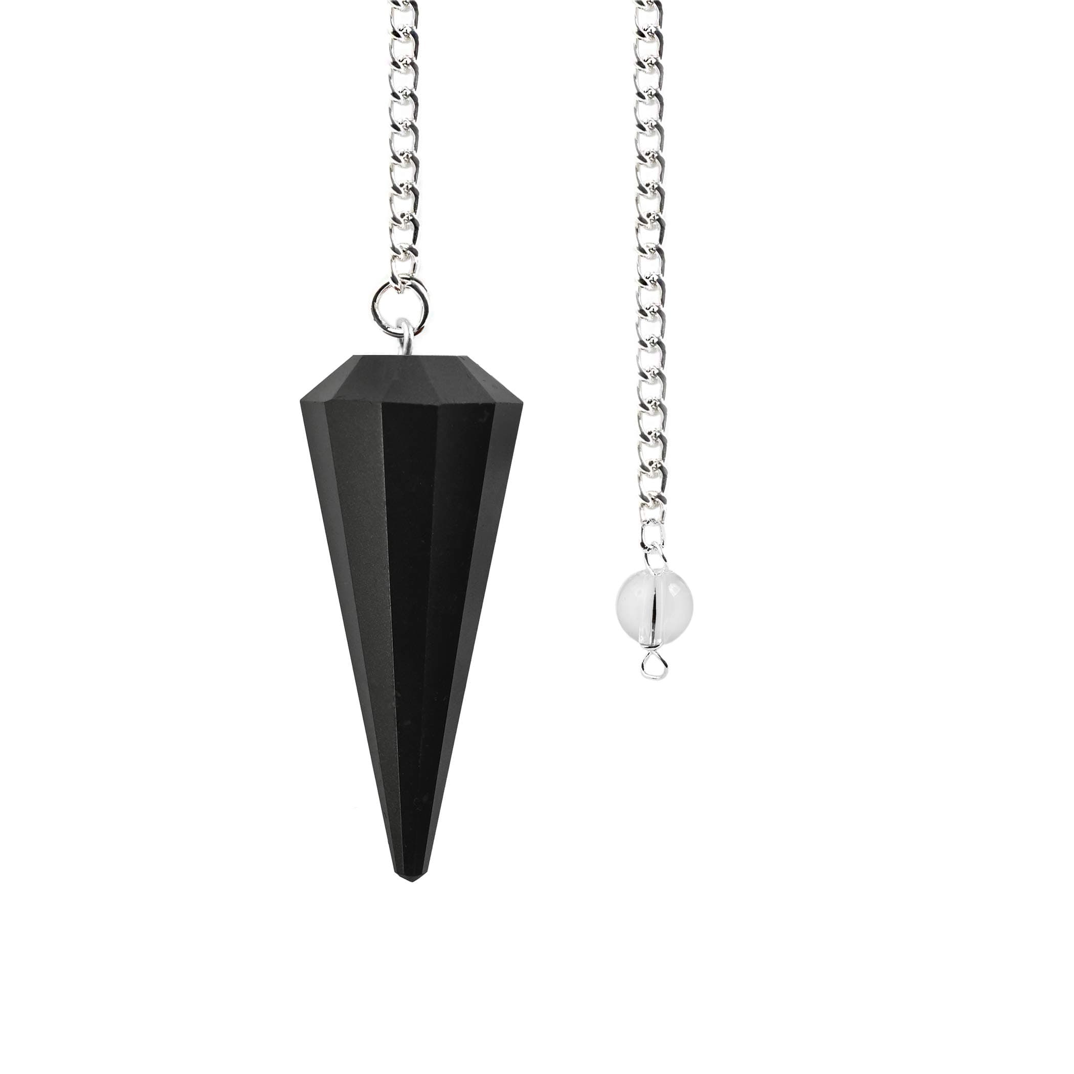 Natural Black Onyx Crystal Gemstone Rock Pendulum - Black Color - Hexagonal Pointed, Dowsing, Divination, Reiki Charged, Chakra Healing