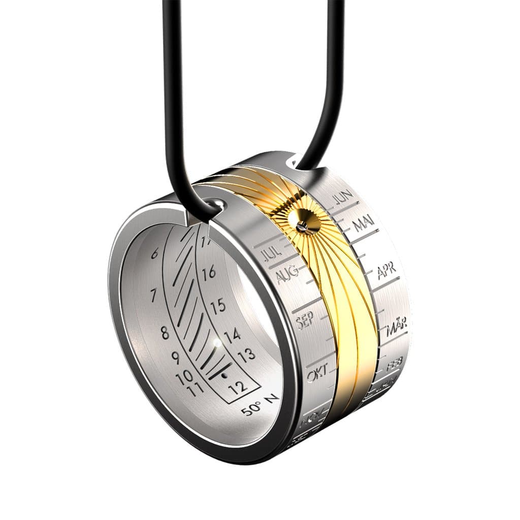 Helios Solar Ring Gold - Ring Sundial Pendant - Farmer's Ring