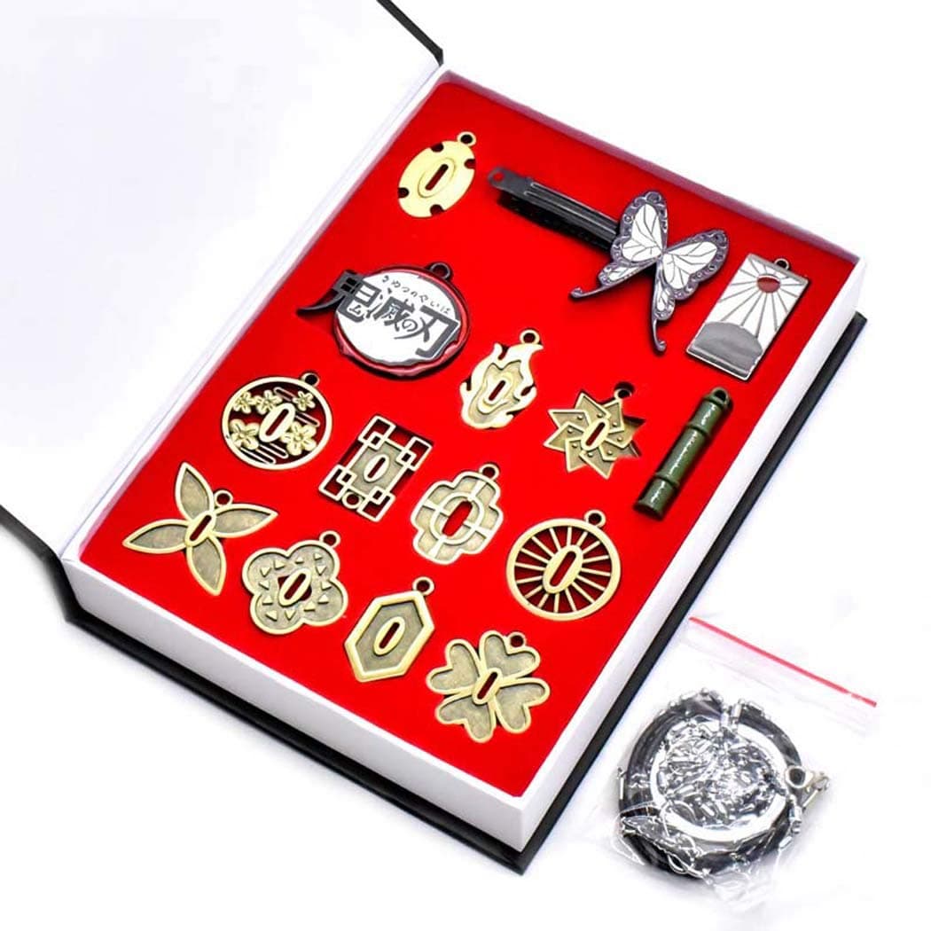 Demon Slayer accessories set Kamado TanJir? Kamado Nezuko Tomioka Giyuu Hashibira Inosuke weapon Kocho Shinobu Hairpin Luxury Gift Box