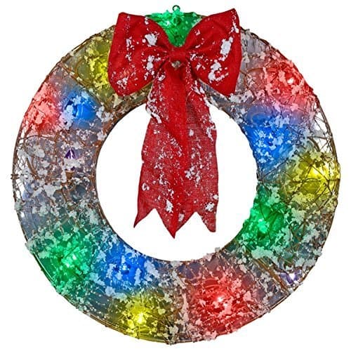 Gemmy Lightshow 2.4' Frosted Vines Wreath Sculpture - Multi-color LED by Ligthshow