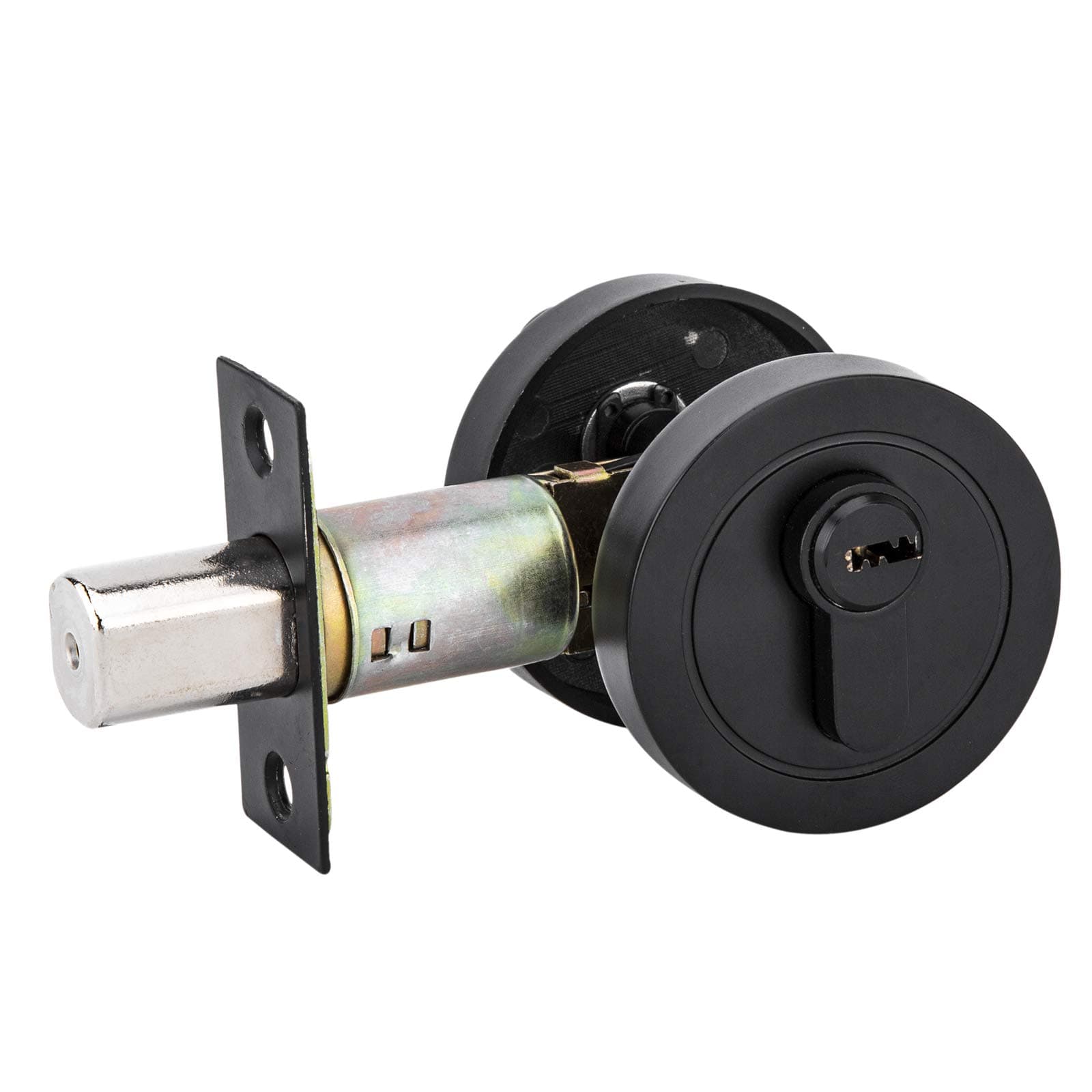 LESOLEILDeadbolt Door Lock with Keys - Single Cylinder Security Lock, Stainless Steel for Interior Doors Black