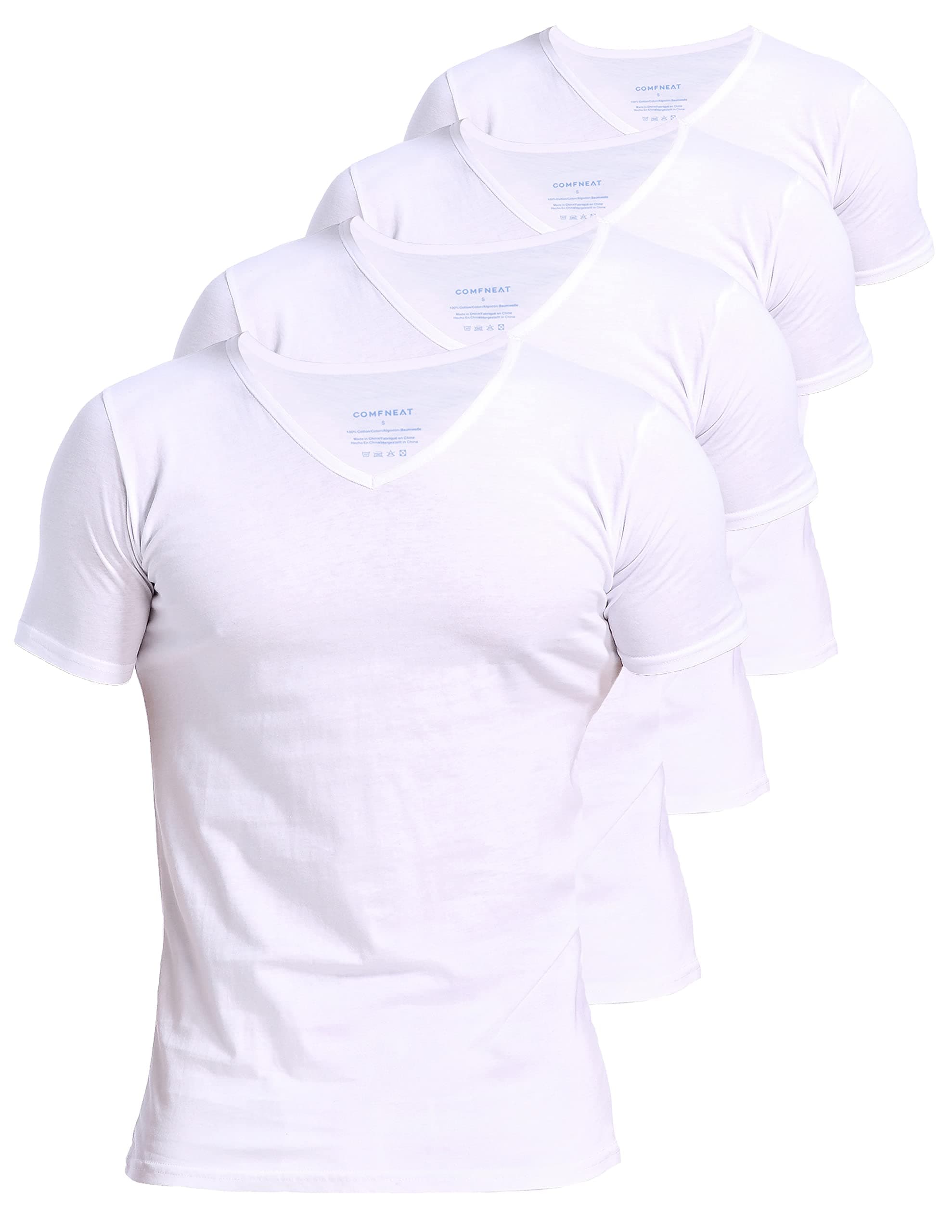Men's 4 or 6-Pack Undershirts 100% Cotton Comfy V-Neck T-Shirts