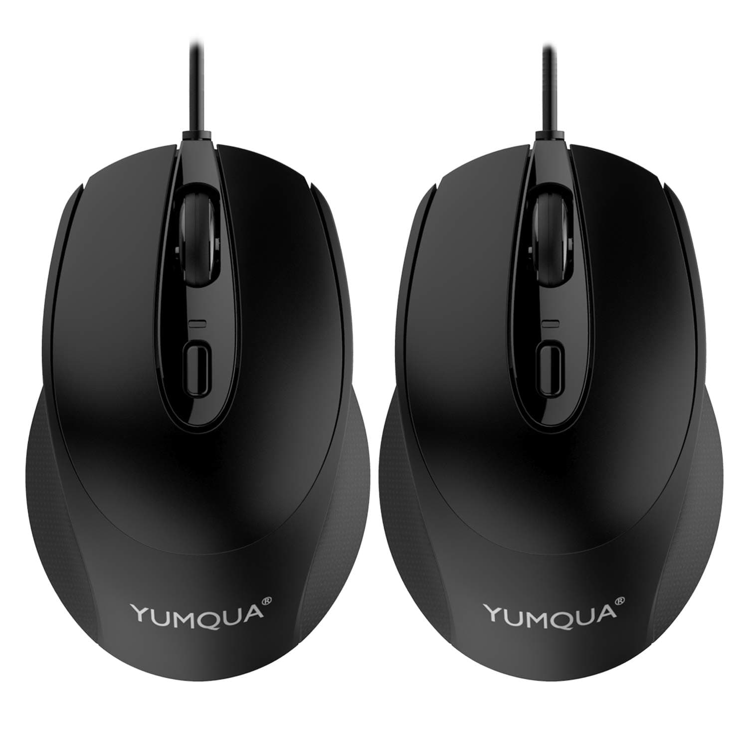 YUMQUA G222 Silent Computer Mouse - 2 Pack Wired Optical USB Mouse, 800/1200 DPI, Home & Office, Desktop & Laptop PC & Chromebook