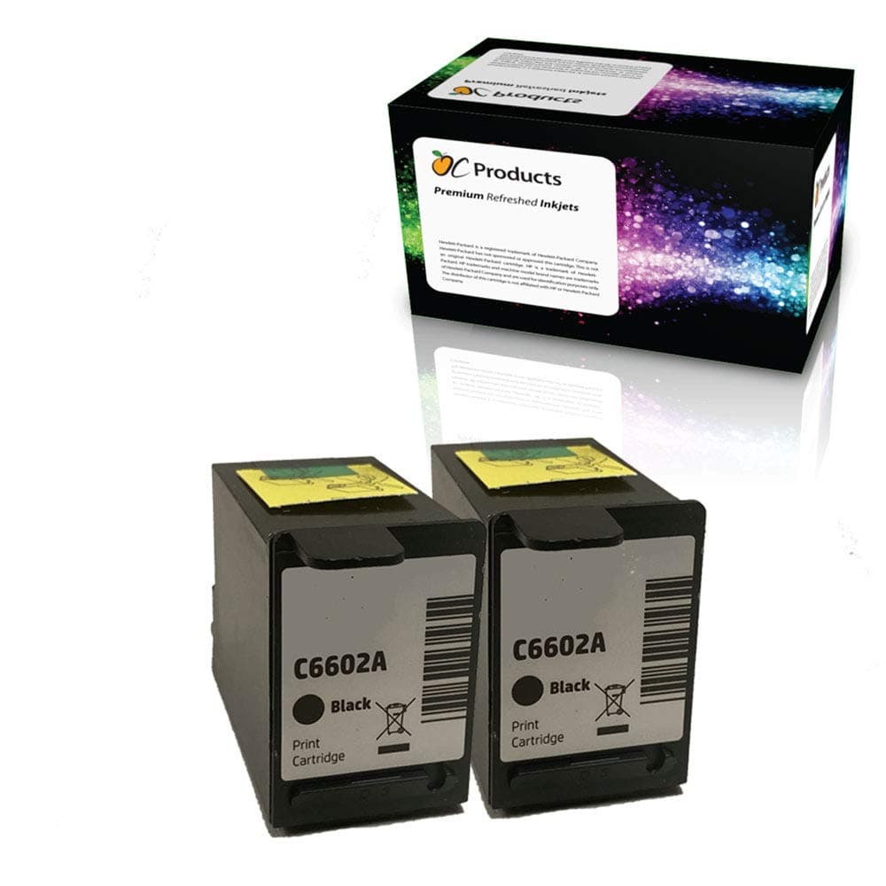 Remanufactured Ink Cartridge for HP C6602A Black Ink Cartridge 2 Pack for Addmaster IJ 6080 6160 7100 Ithaca BankJet 2500 Ithaca KitchenJet 1000 Ithaca POSJet 1000 1500 Digital Check TS500