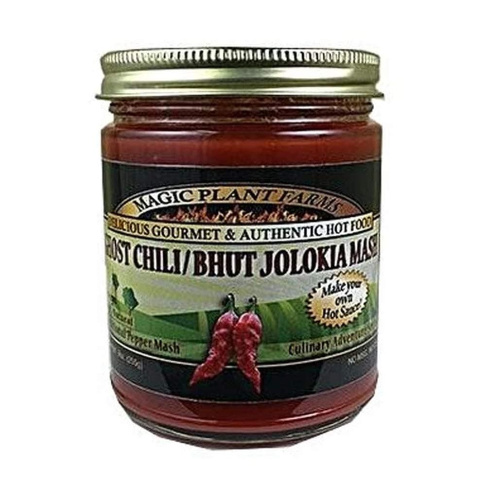 Red Ghost Pepper Mash by Magic Plant – aka Bhut Jolokia | Embrace the Super Hot Ghostly Bite | 1M SHU | Distinctive Rich Fruity Flavor | Fresh Pepper Replacement | Add to Any Dish - Drink (9 oz)