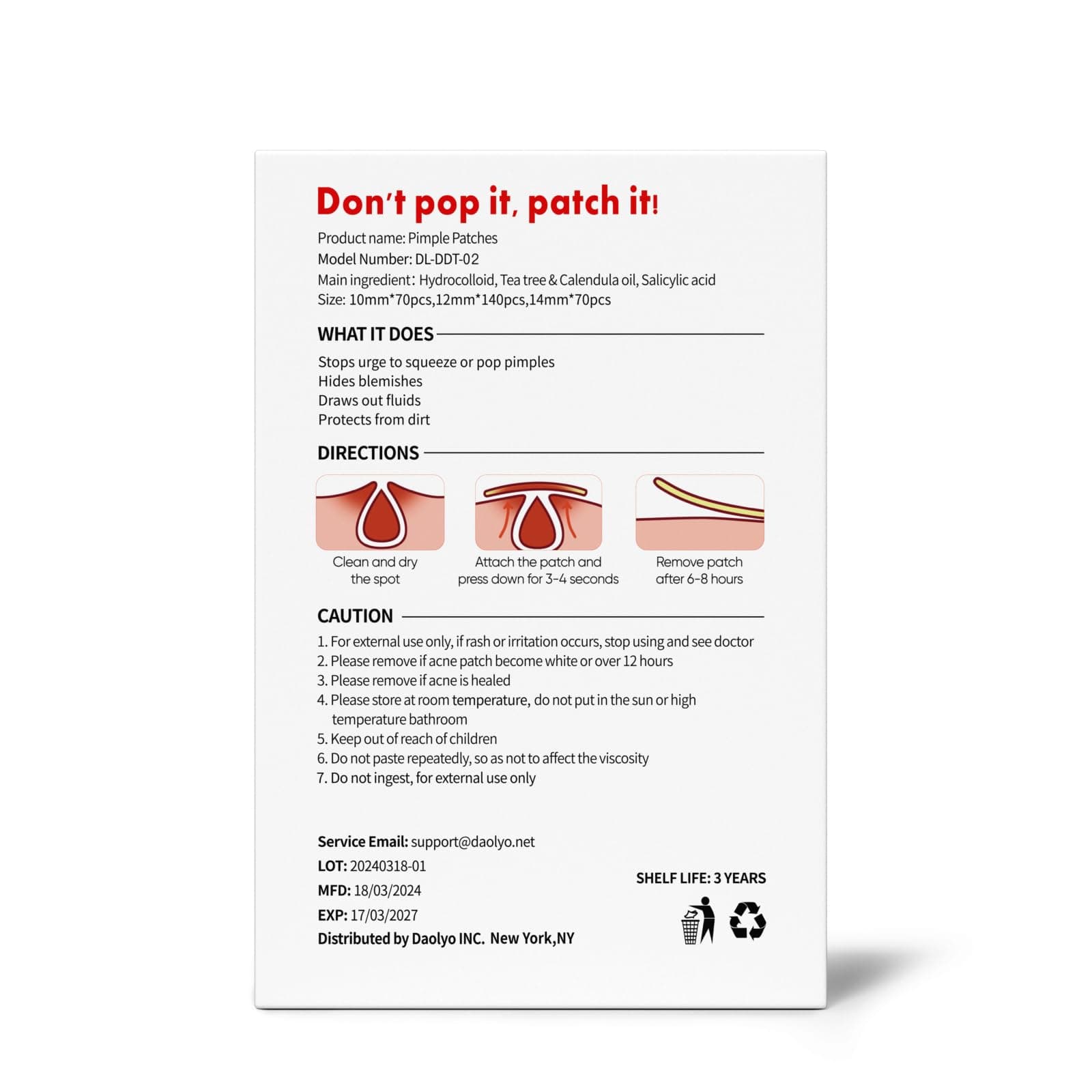 Daolyo Pimple Patches for Face, 3 Size 280 Counts Hydrocolloid Acne Patches, Cute Star Pimple Stickers with Salicylic Acid, Tea Tree Oil & Calendula Oil, for Covering Zits and Blemishes