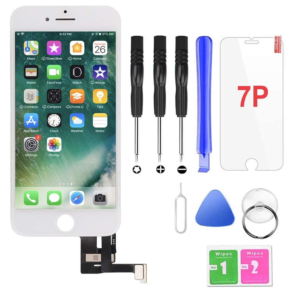 QTlier iPhone 7 Plus Screen Replacement,LCD Display and Touch Screen Digitizer Replacement Frame Assembly with Repair Tool Kit(White, 5.5Inch, for iPhone 7 Plus)