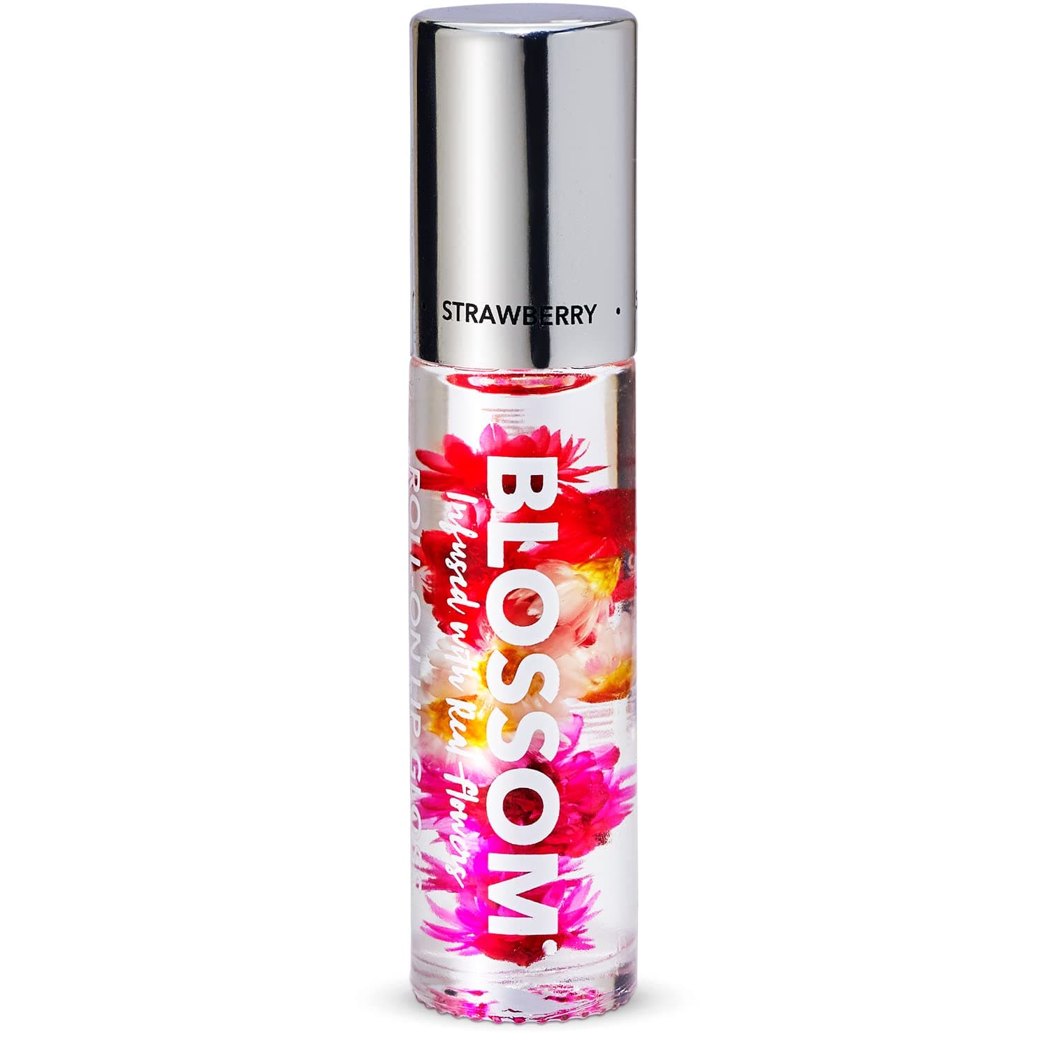 Roll on Lip Gloss, Scented Clear High Shine Moisturizing Lip Oil, Non Sticky, Infused with Real Flowers, Made in USA, 0.2oz, Strawberry
