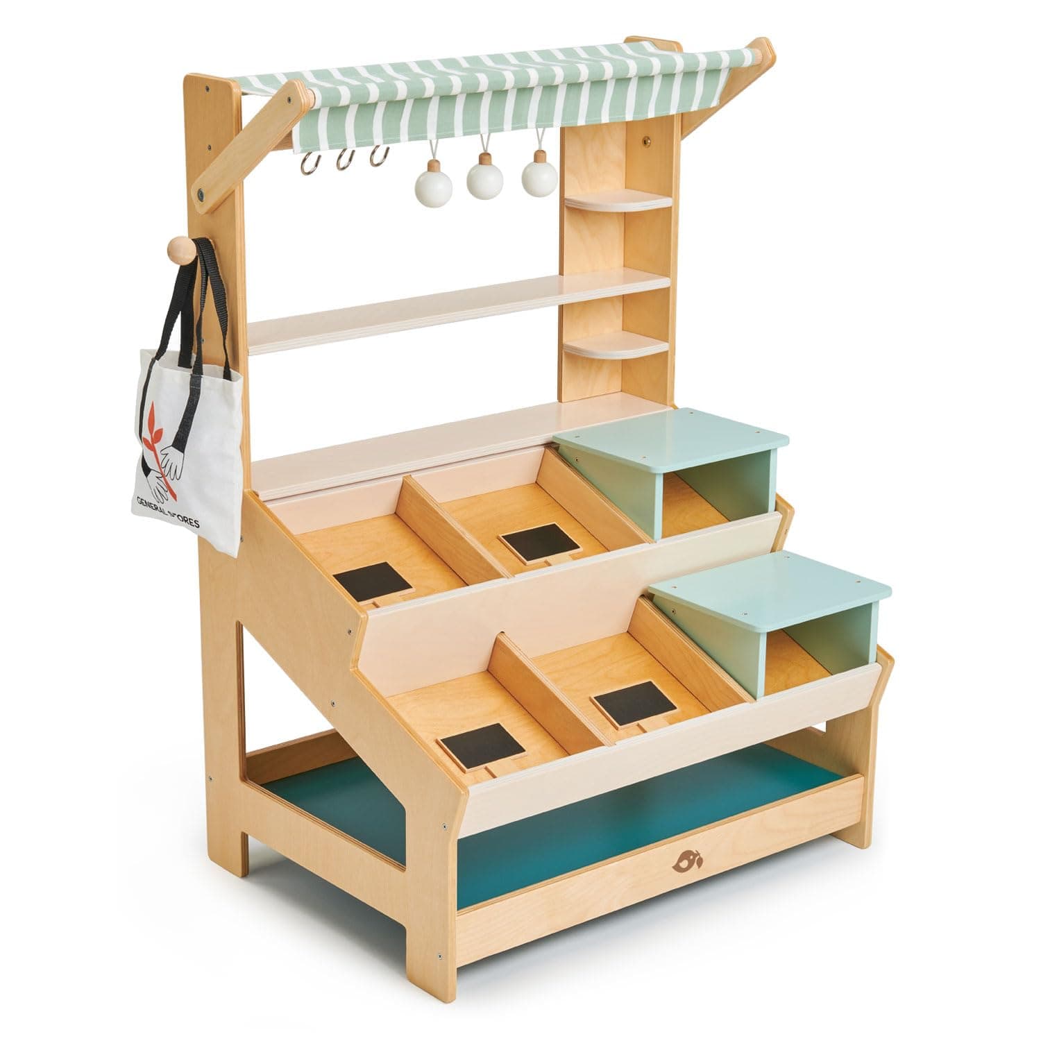 Tender Leaf ToysGeneral Stores Wooden Market Stand - Shopping Roleplay For Children Perfect For Group Play And Nursery Décor