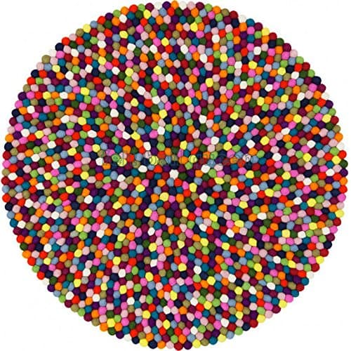 180cm (5'11") Mimosa Felt Ball Rugs - Genuine Nepalese Handmade Area Rugs - Custom Size Multicolour Rugs Made to Order