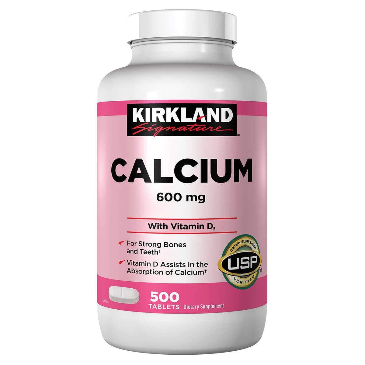 Signature Calcium 600 mg. with Vitamin D3, 500 Tablets (4 Pack)