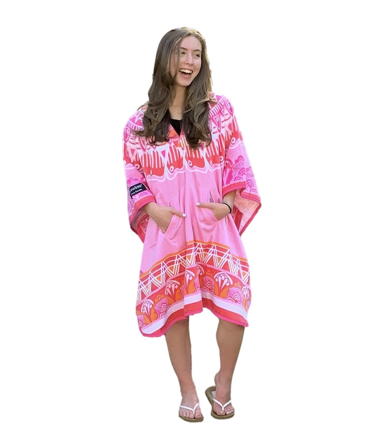 Original Towel-Poncho Pink - 100% Cotton - Soft Towel Pool Beach Bath - Kids Teens Adults Versatile