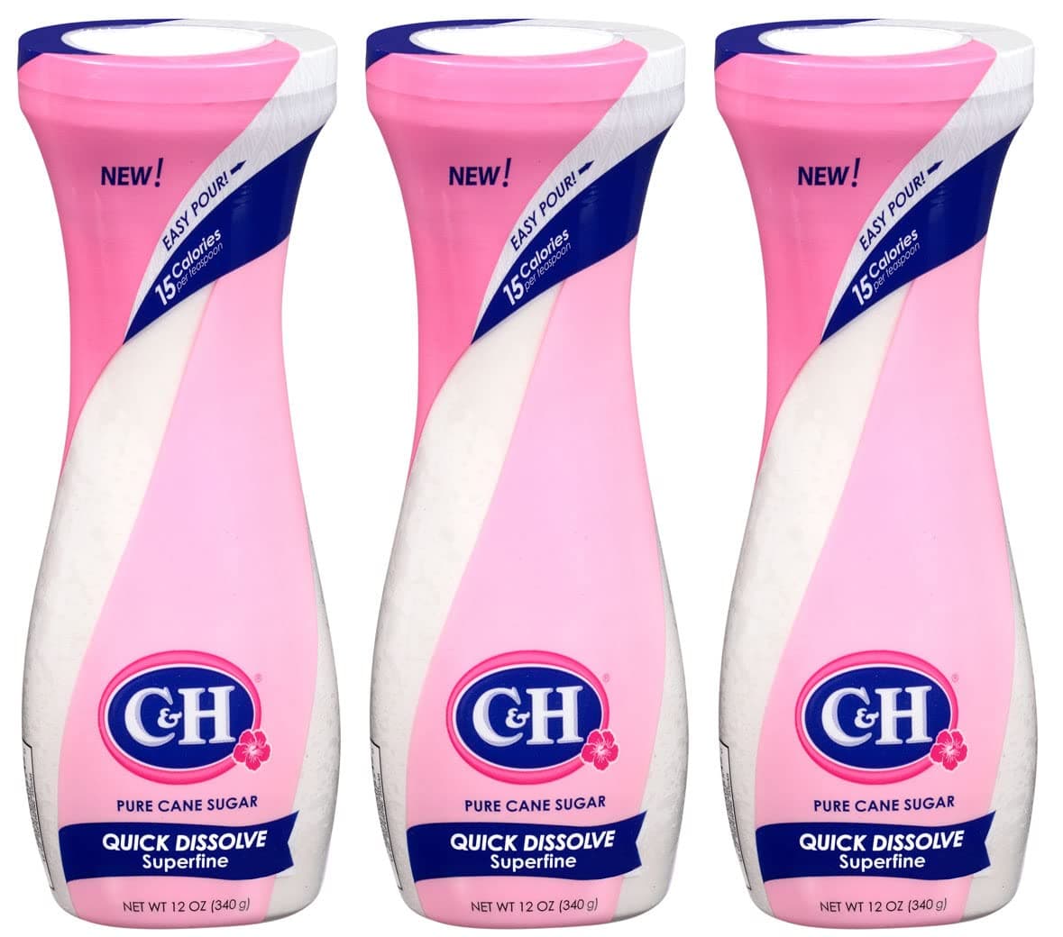 C&H® Superfine Sugar, 12 oz Flip Top Sugar Canisters (Pack of 3)