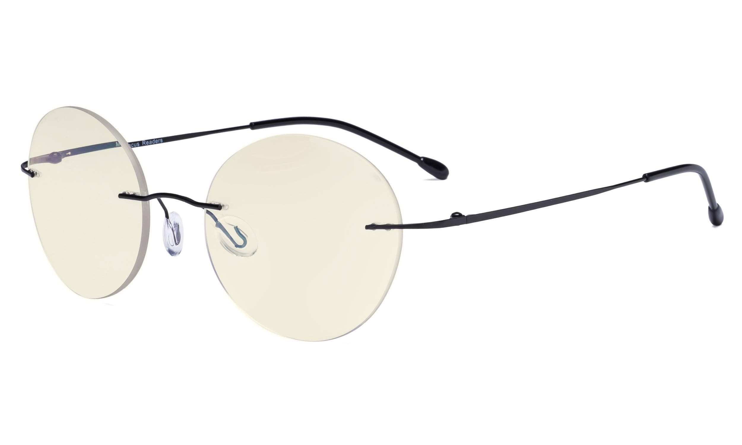 EyekepperFrameless Progressive Glasses Multifocus Readers Blue light Filter Round Retro Reading Eyeglasses Men Women