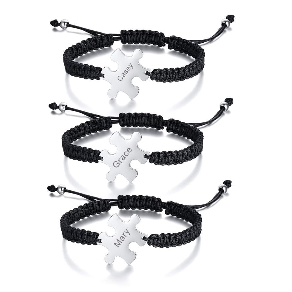 Hisatan Personalized Customized Best Friends Forever BFF Puzzle Piece Bracelets,Soul Sister Gift