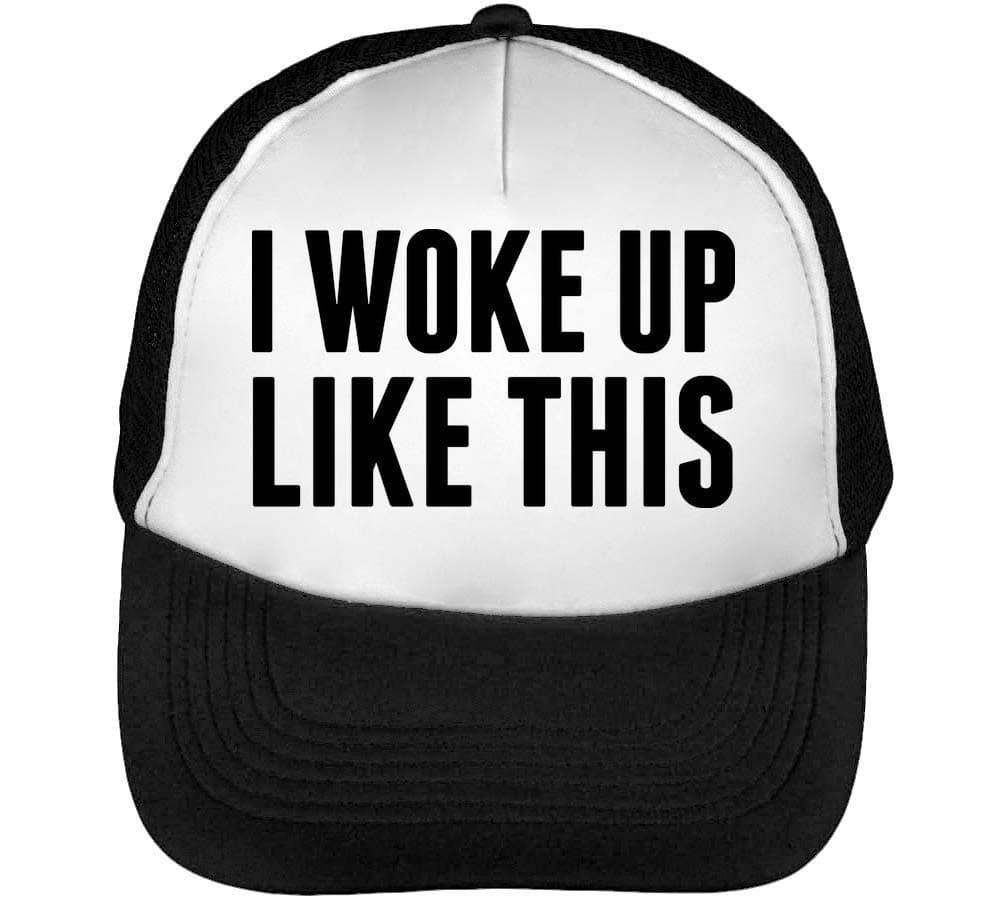 CapWorld I Woke Up Like This Funny Men's Baseball Trucker Cap Hat Snapback Black White