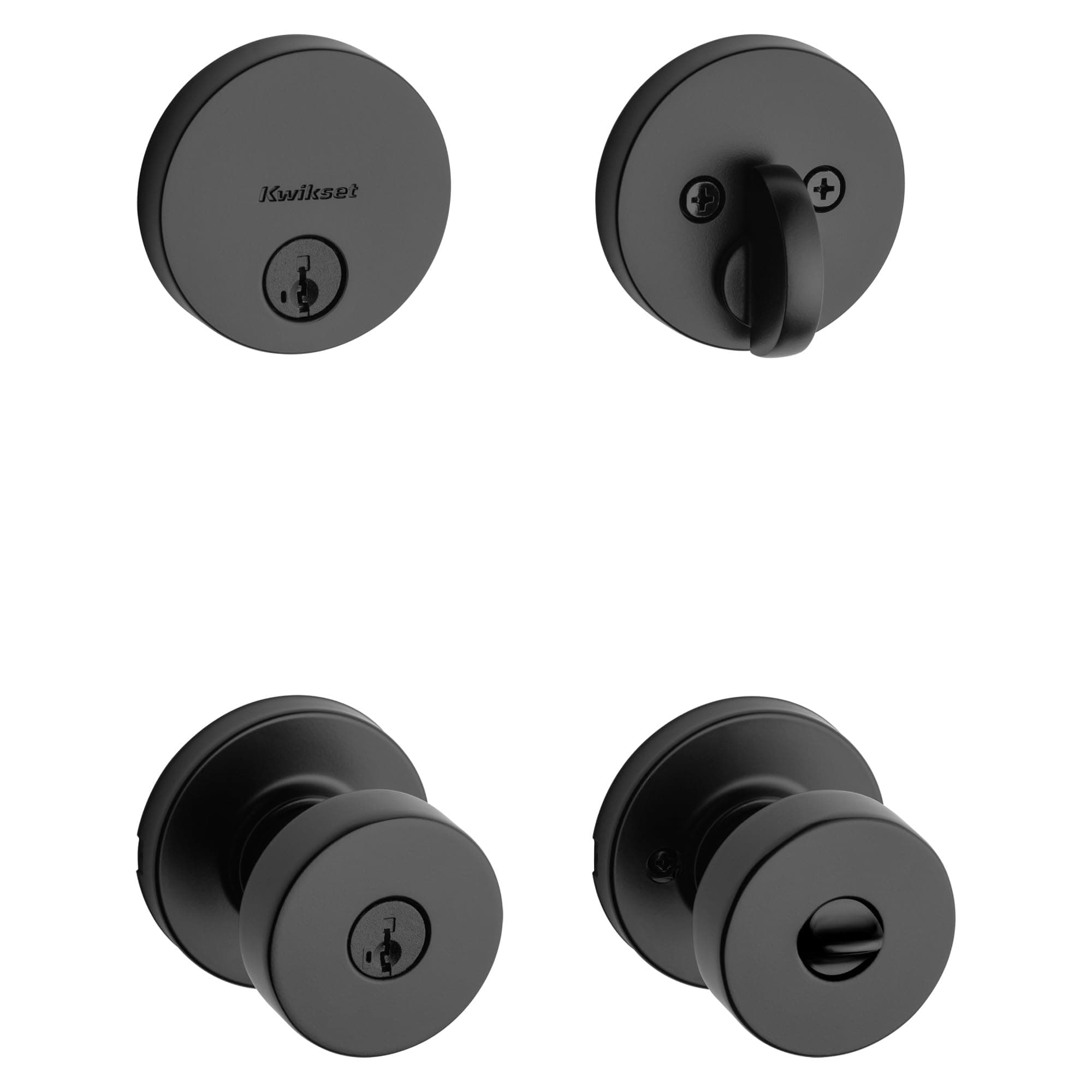 991 Pismo Keyed Entry Knob and Single Cylinder Deadbolt Combo Pack Featuring SmartKey in Matte Black