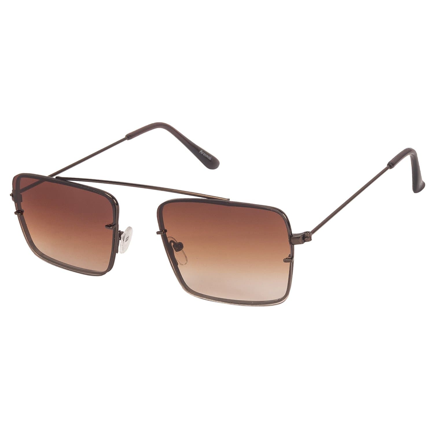Arzonai Raees Rectangle Shape Brown-Brown UV Protection Sunglasses For Men [MA-9999-S7 ]