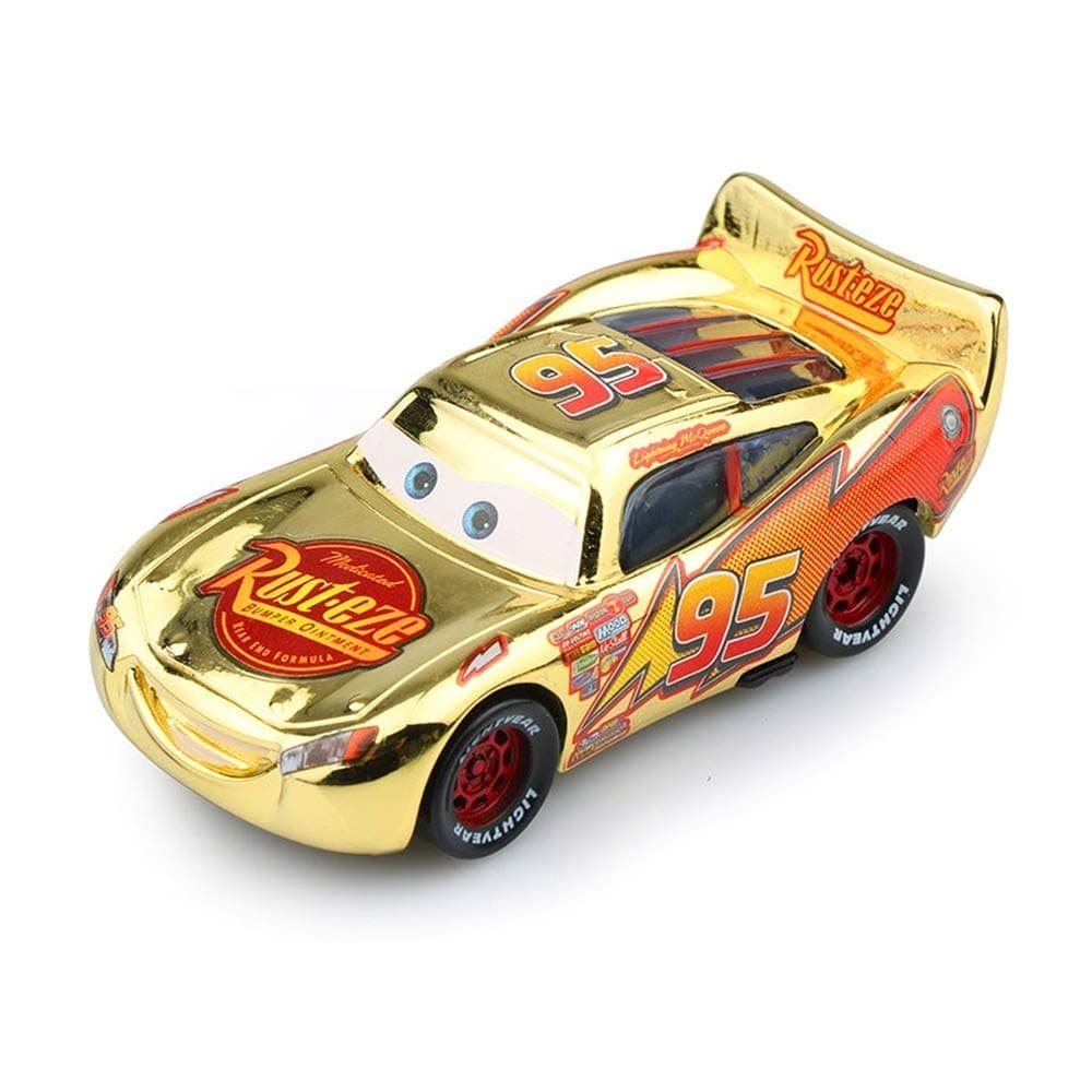 Cars, Lightning McQueen car Toy 1:55 die-Casting car Metal Alloy boy Kid Toy (McQueen Gold) Small