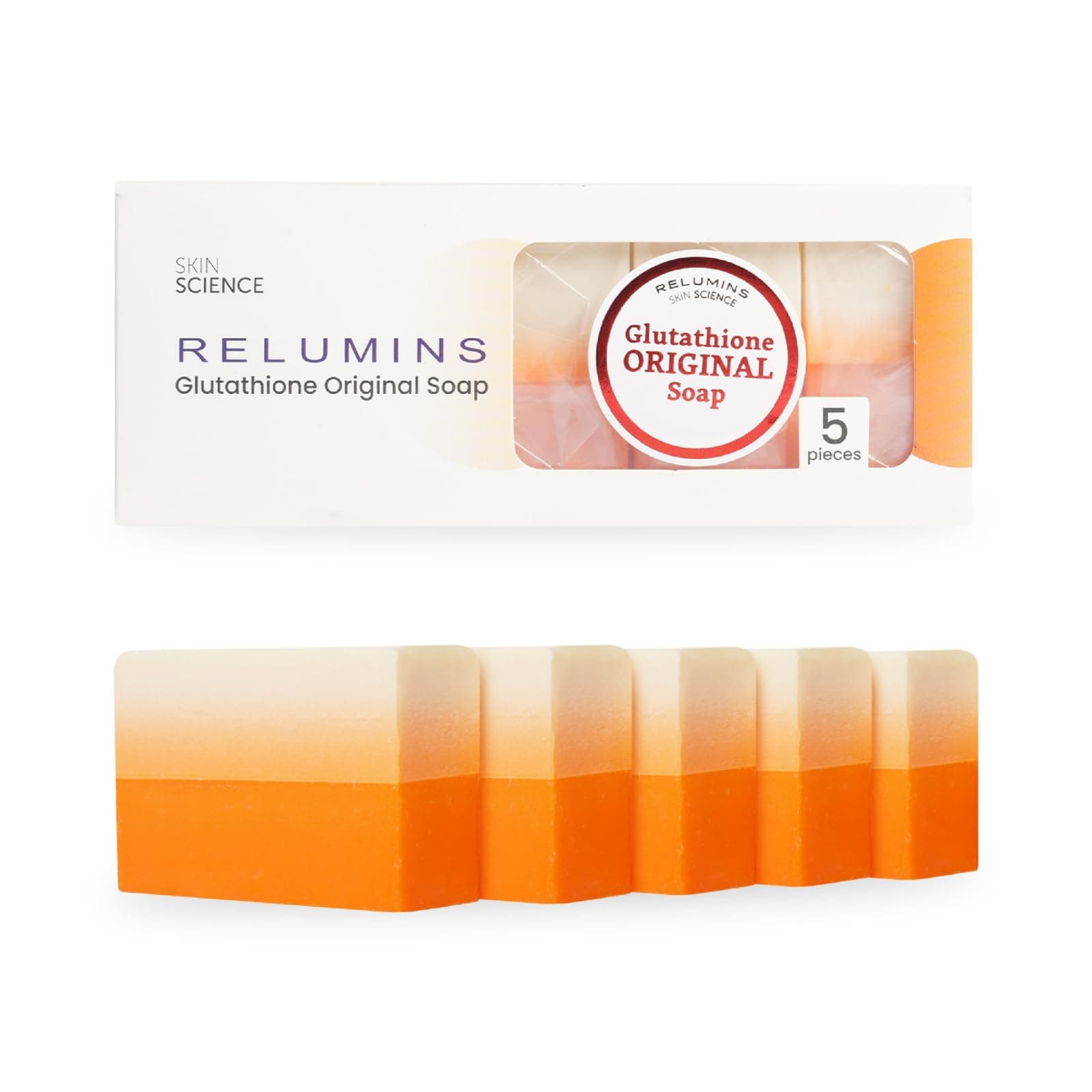 Relumins Glutathione Soap Bars – Deep Cleansing & Hydrating Soap for Smooth, Refreshed Skin – Gentle Exfoliating Formula for Face & Body – 5 x 150g Bars