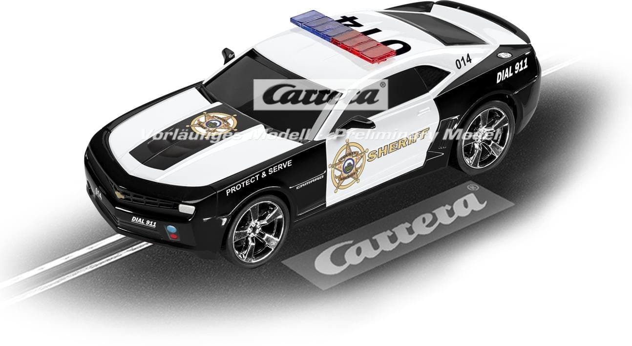 GO!!! 20064031 2015 Chevrolet Camaro ZL1 "Sheriff" 1:43 Scale Slot Car, With Flashing Lightbar, Suitable For Ages 6 Years+