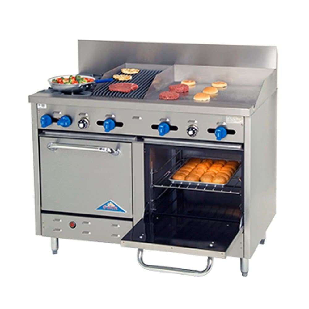 Comstock Castle F3218-24-1RB Gas 48" Range w/ Griddle & Char Broiler