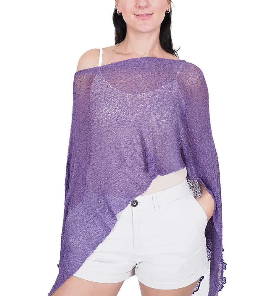 – Ladies Crochet Poncho Lace Fish Net Batwing Wrap Beach Cover Up